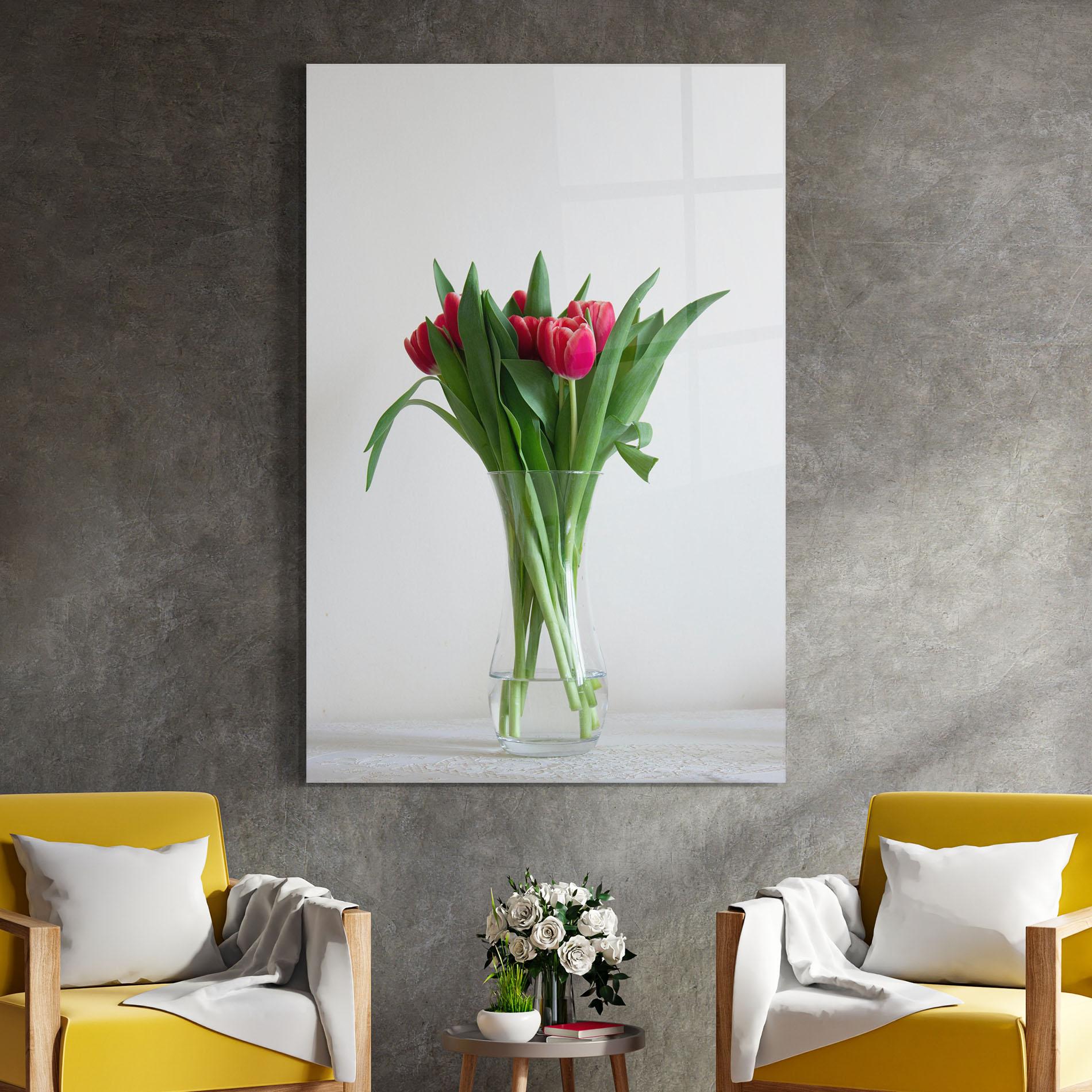 Tablou Sticla Pretty Tulips Vase mockup 4