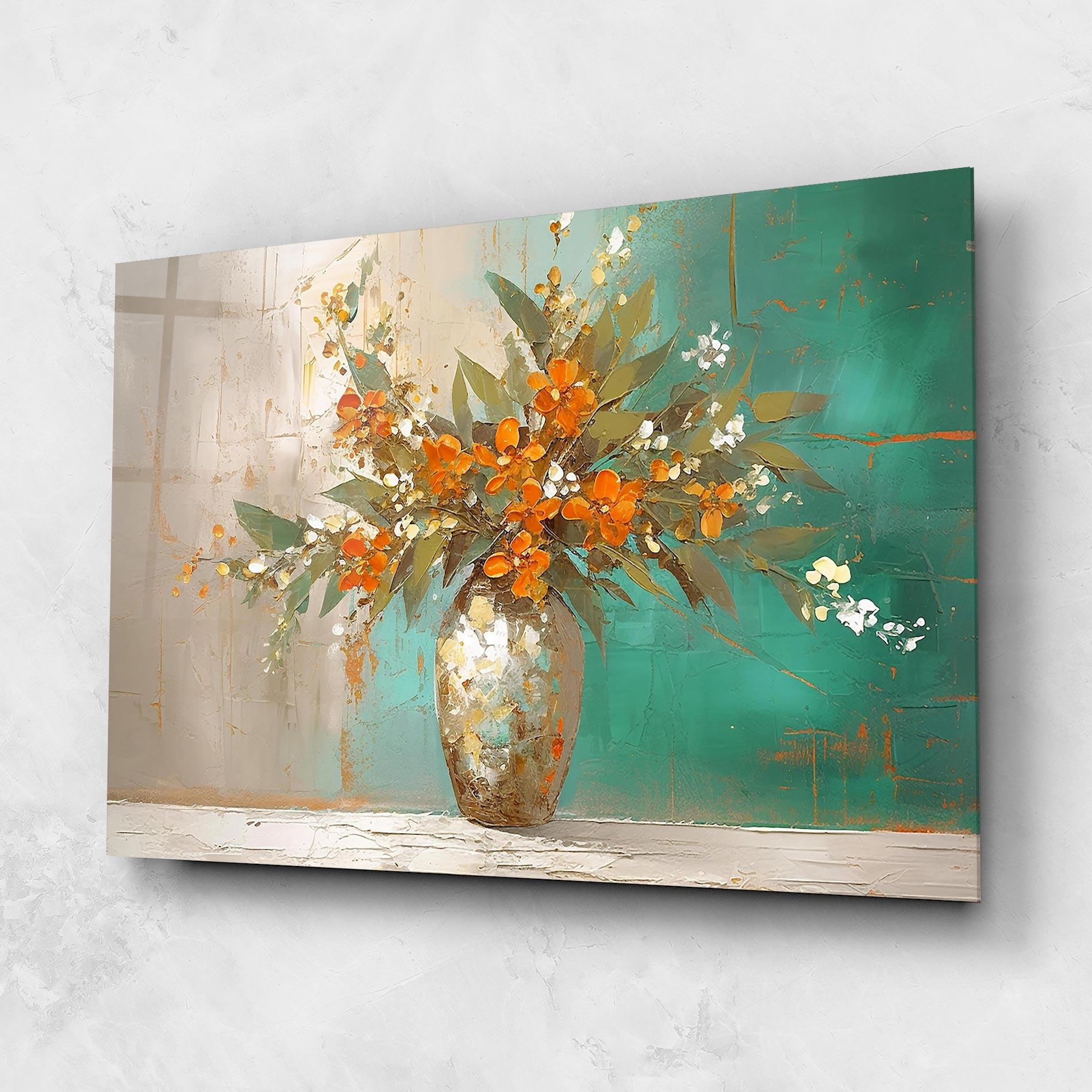 Tablou Sticla Grey Vase Orange mockup 1
