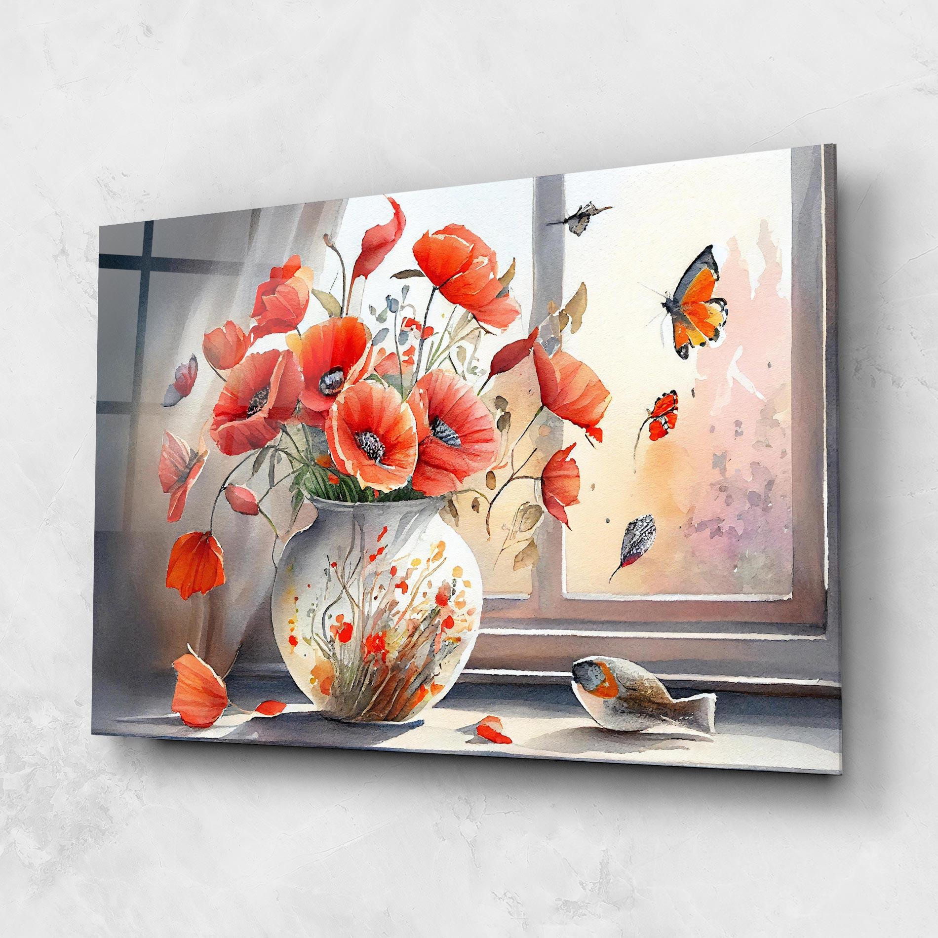 Tablou Sticla Poppies Vase mockup 1