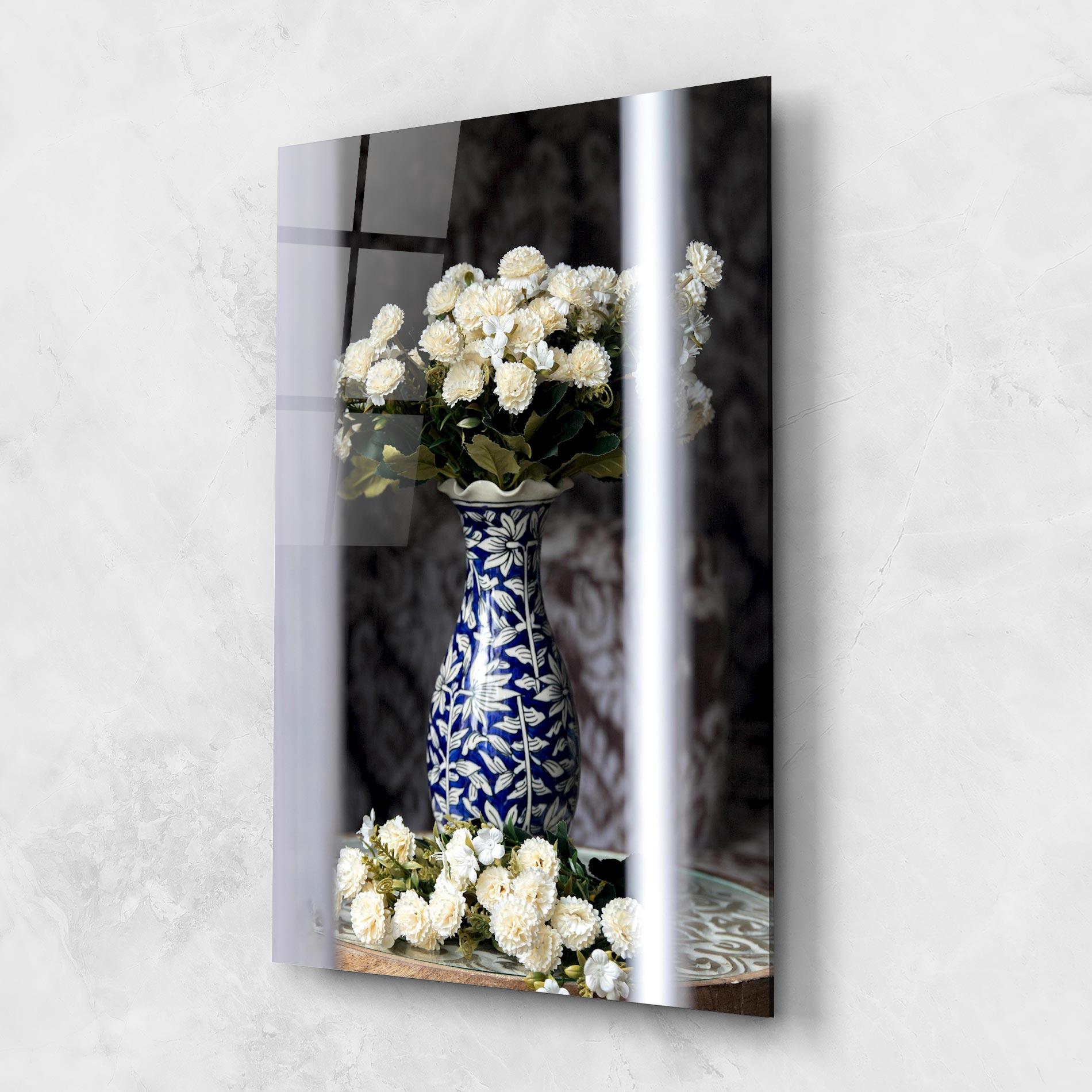 Tablou Sticla Blue Patern Vase mockup 1