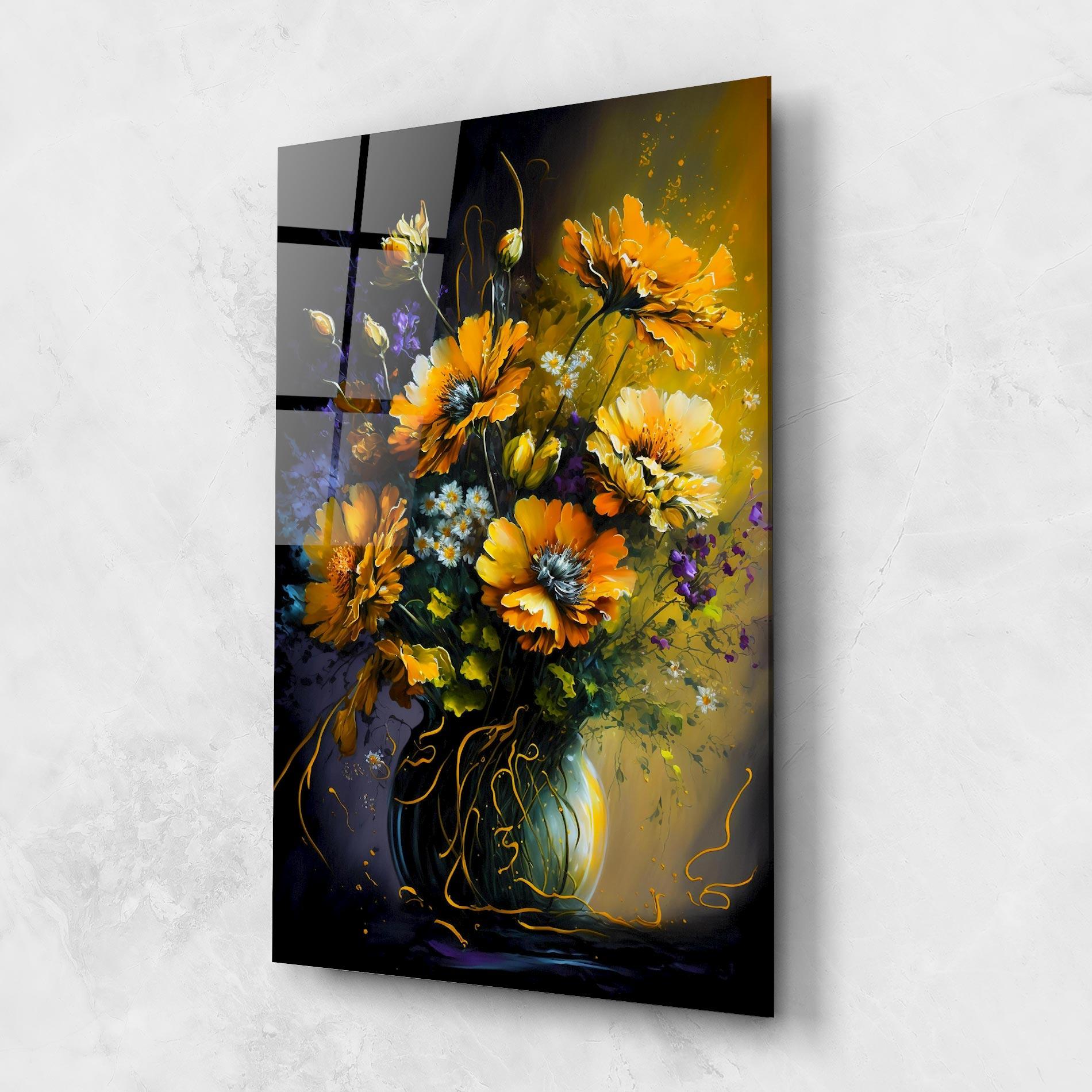 Tablou Sticla Yellow Flower Art Vase mockup 1