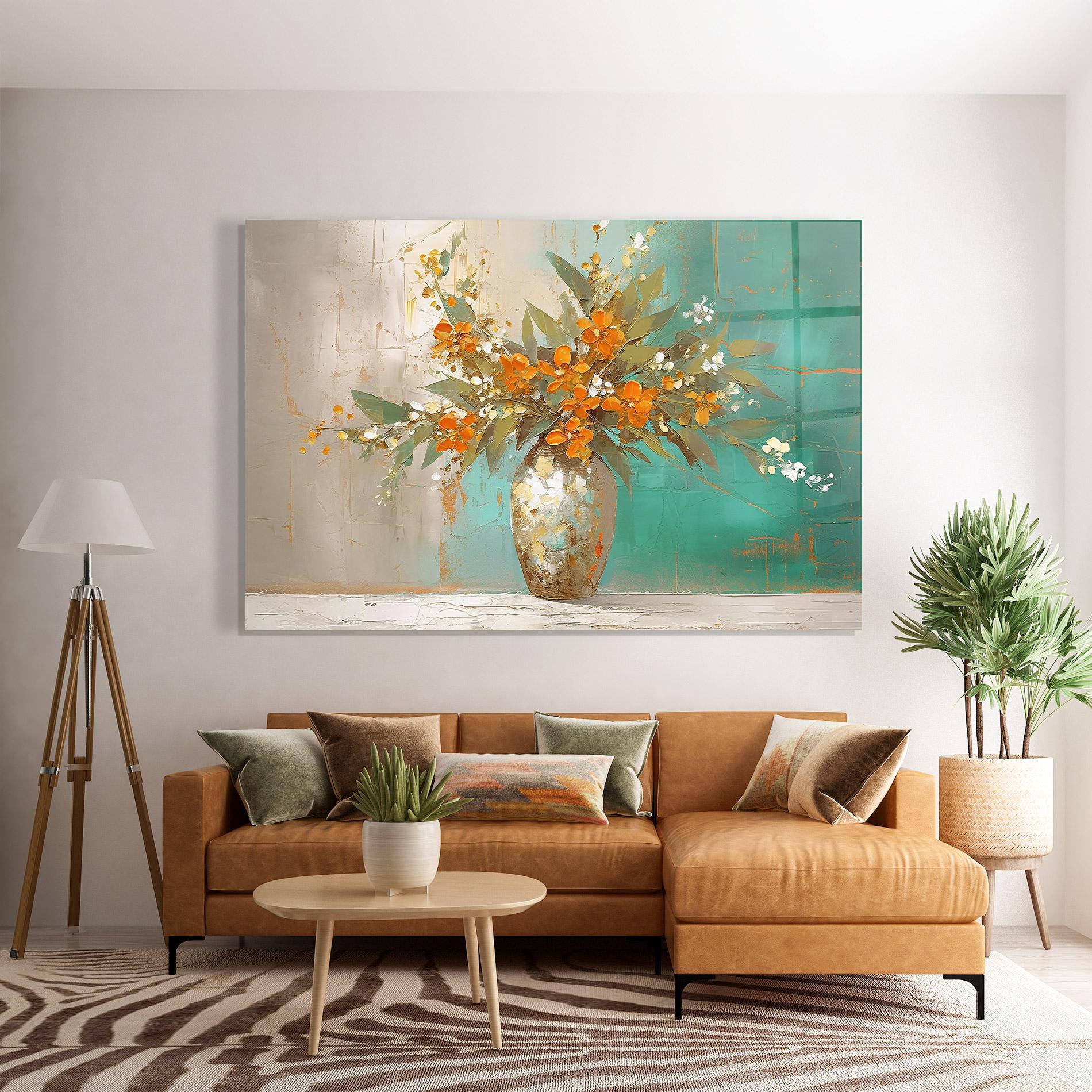 Tablou Sticla Grey Vase Orange mockup 7