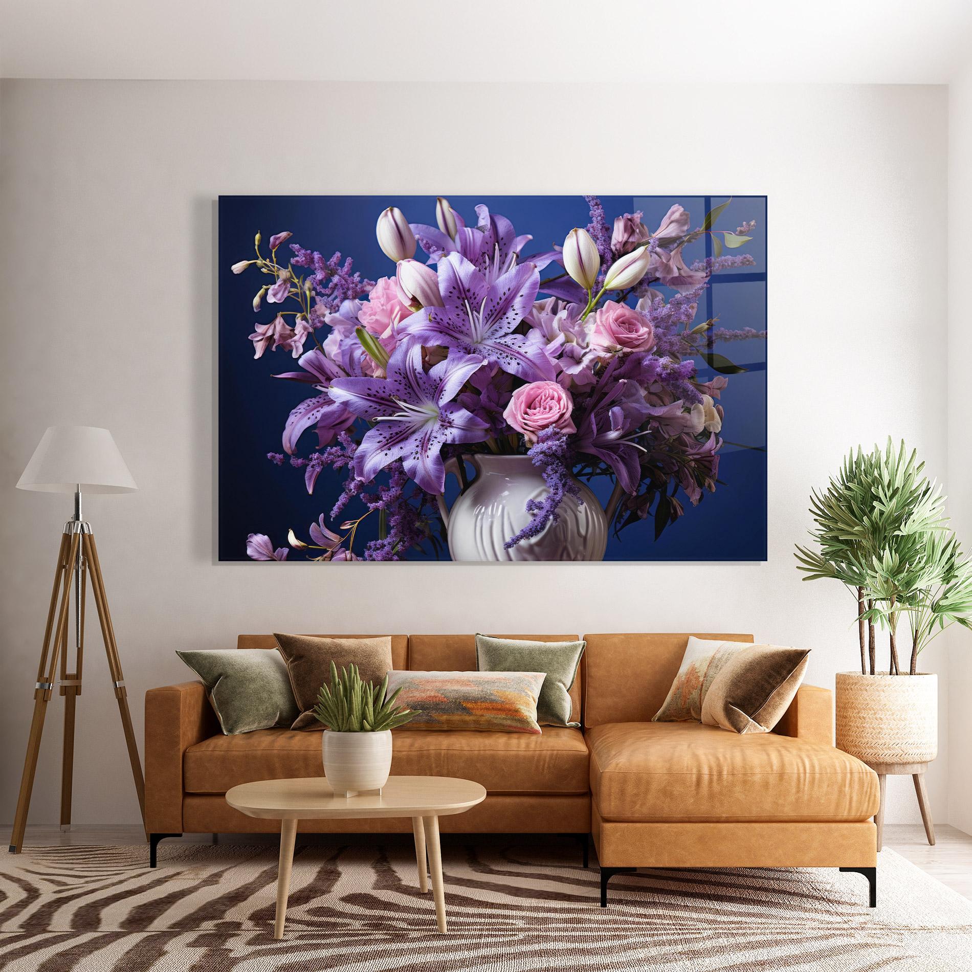 Tablou Sticla Vase Purple Flower mockup 7