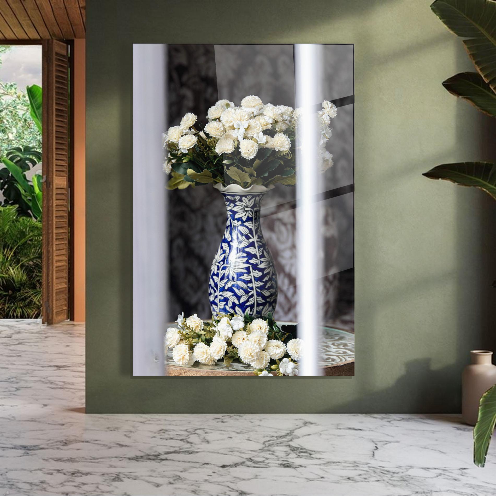 Tablou Sticla Blue Patern Vase mockup 7