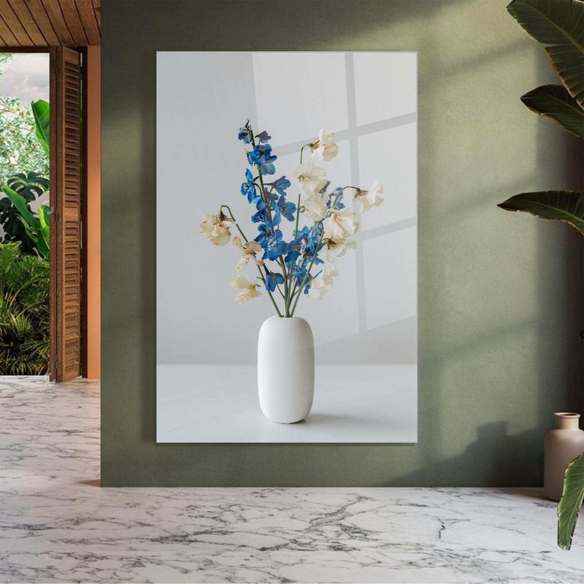 Tablou Sticla Blue White Vase mockup 7