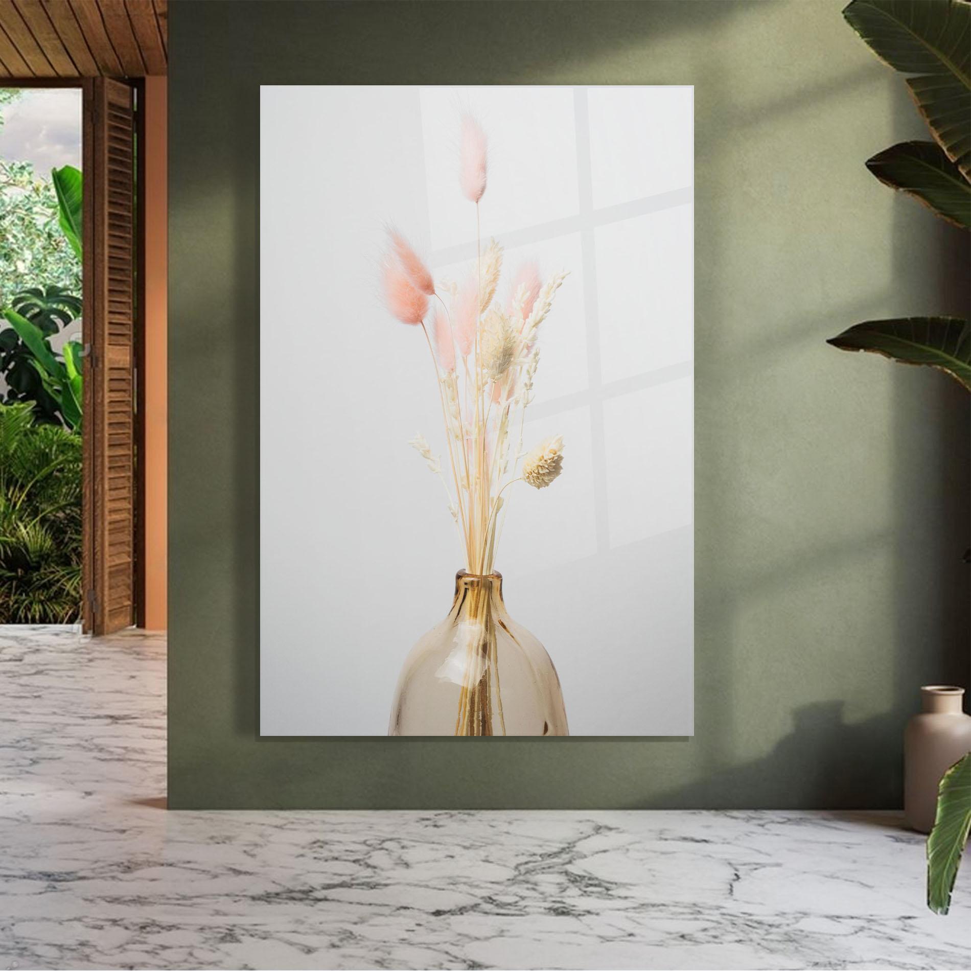 Tablou Sticla Pink Cream Flower Vase mockup 7