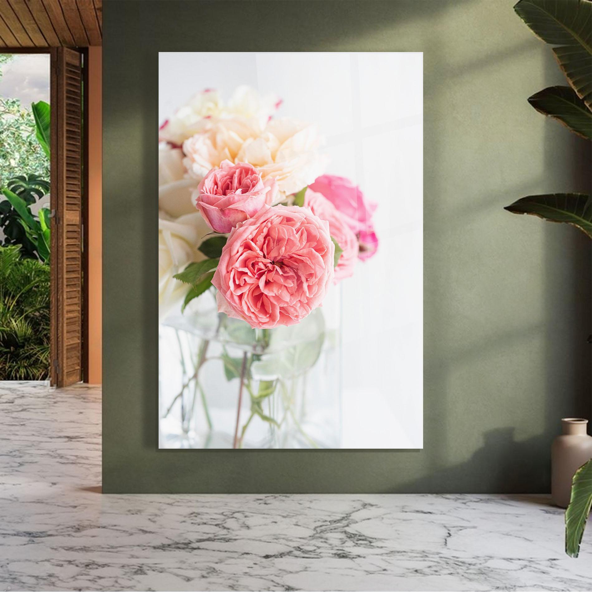 Tablou Sticla Pink Rose Vase mockup 7