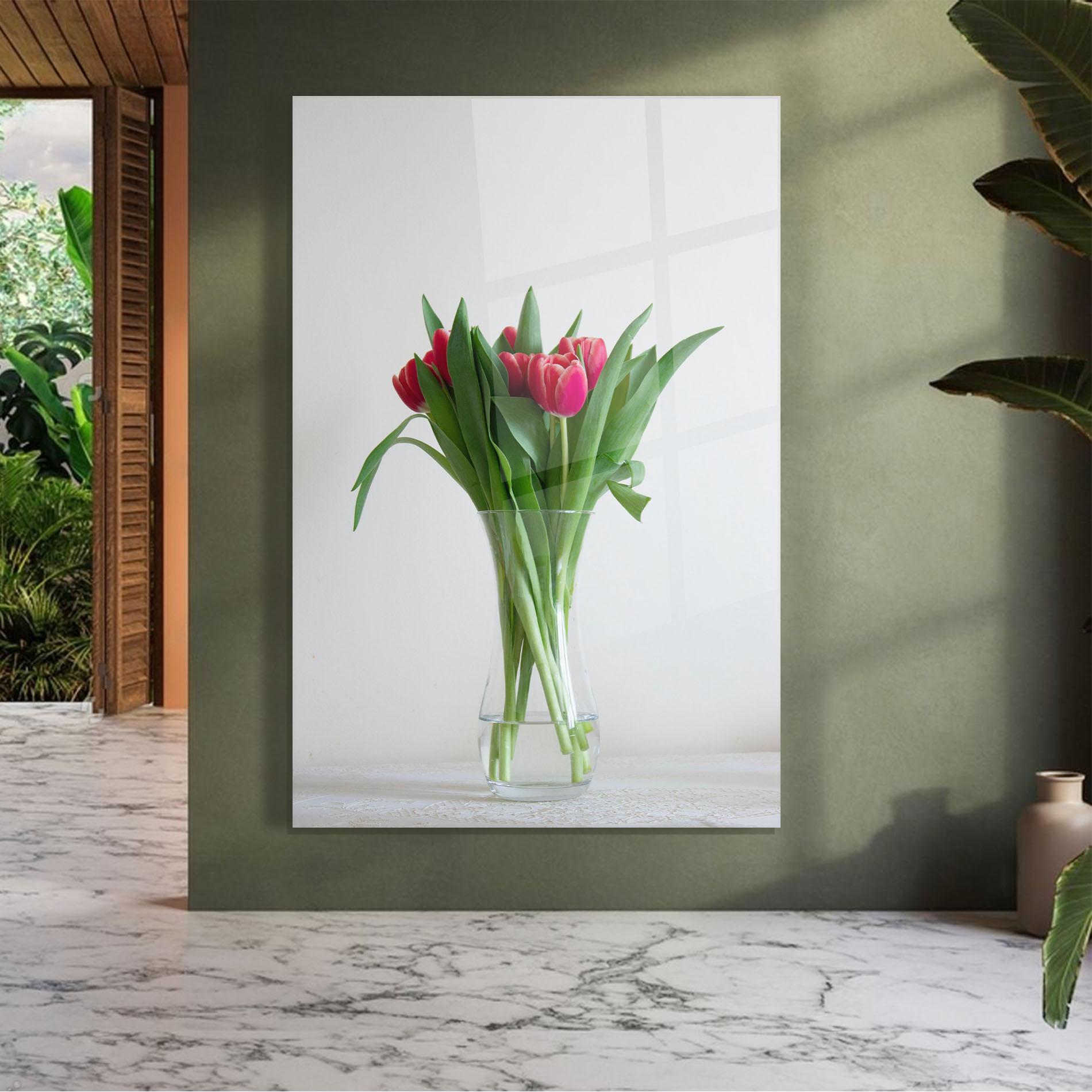 Tablou Sticla Pretty Tulips Vase mockup 7