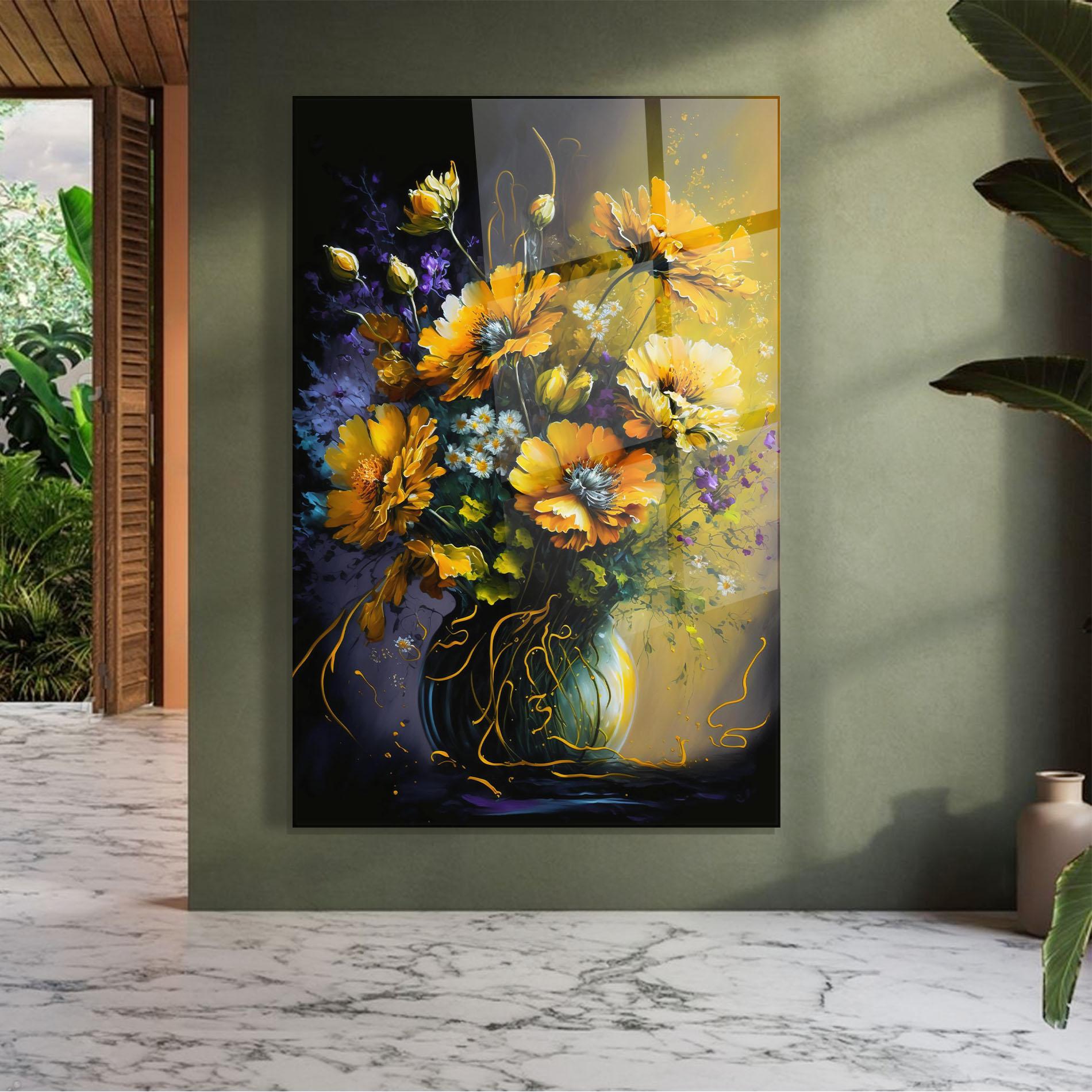 Tablou Sticla Yellow Flower Art Vase mockup 7