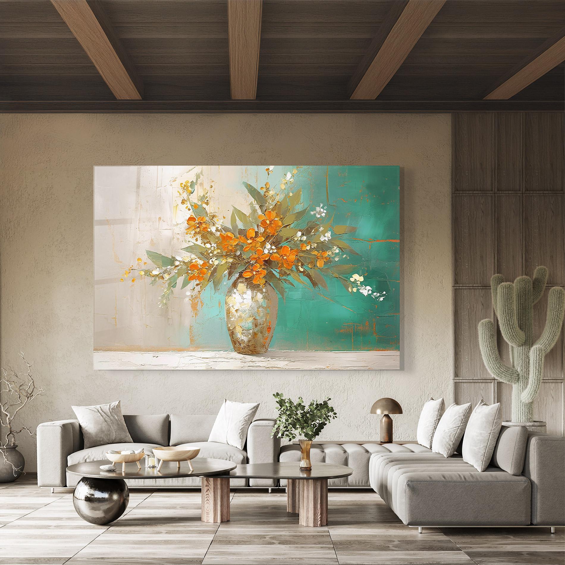 Tablou Sticla Grey Vase Orange mockup 8