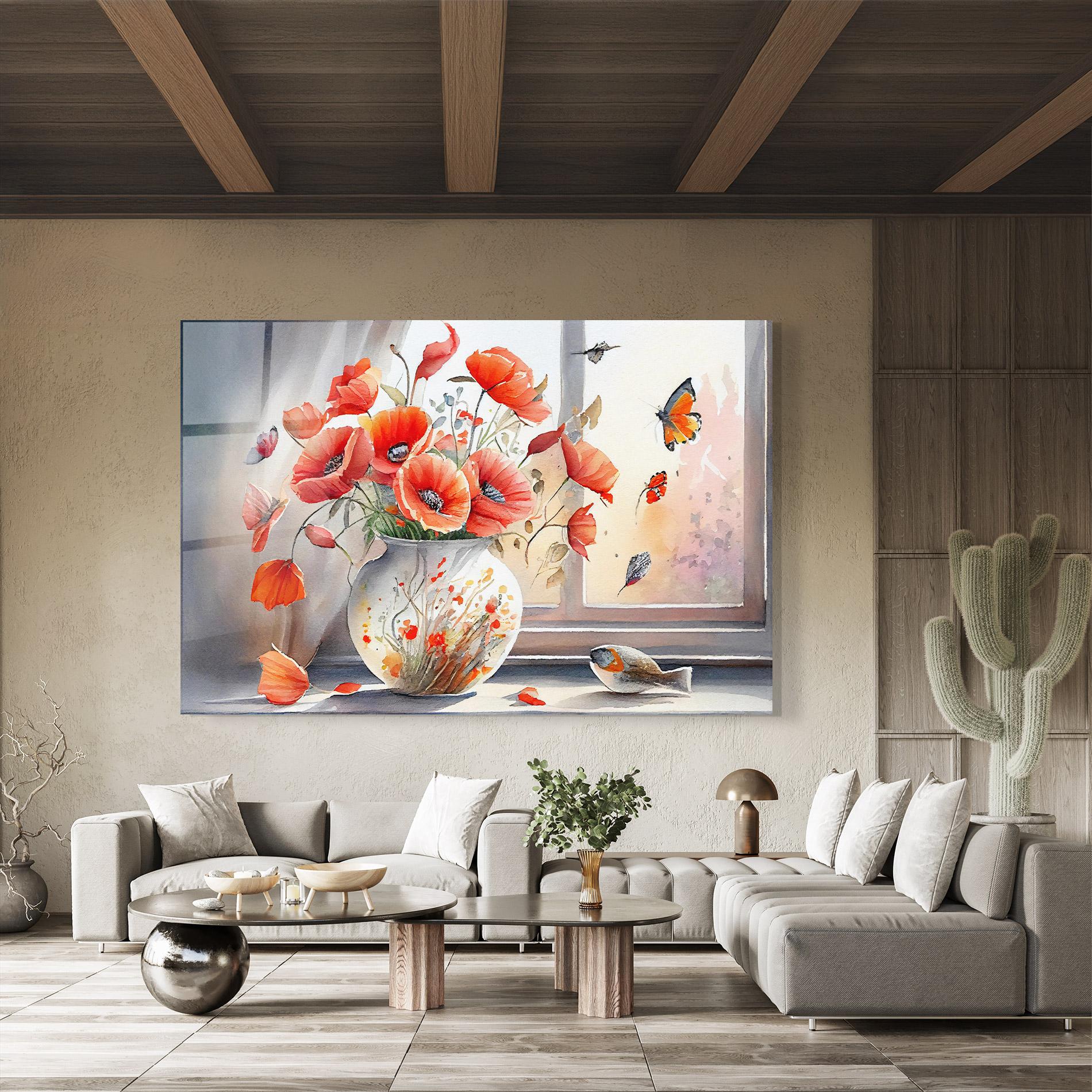 Tablou Sticla Poppies Vase mockup 8