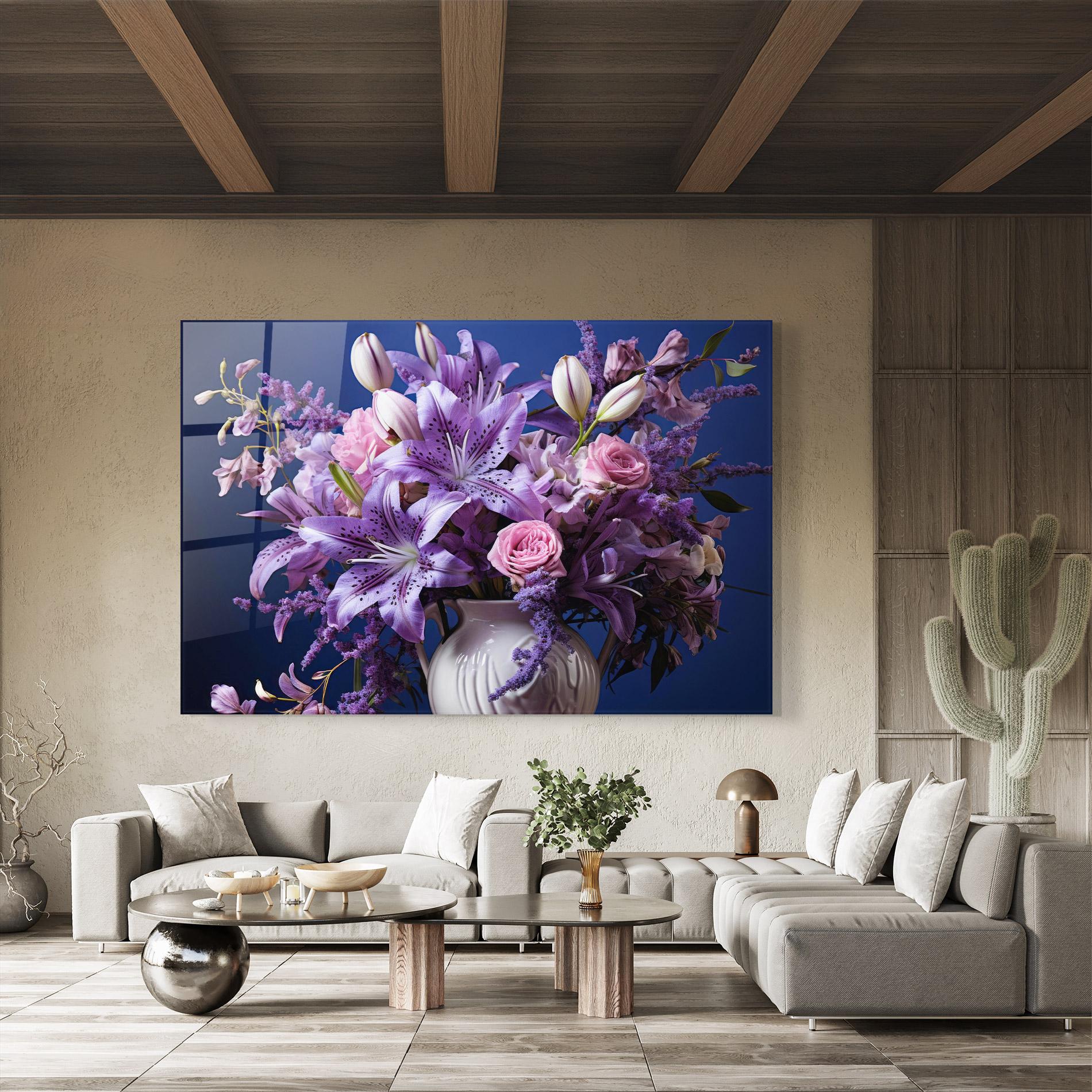 Tablou Sticla Vase Purple Flower mockup 8