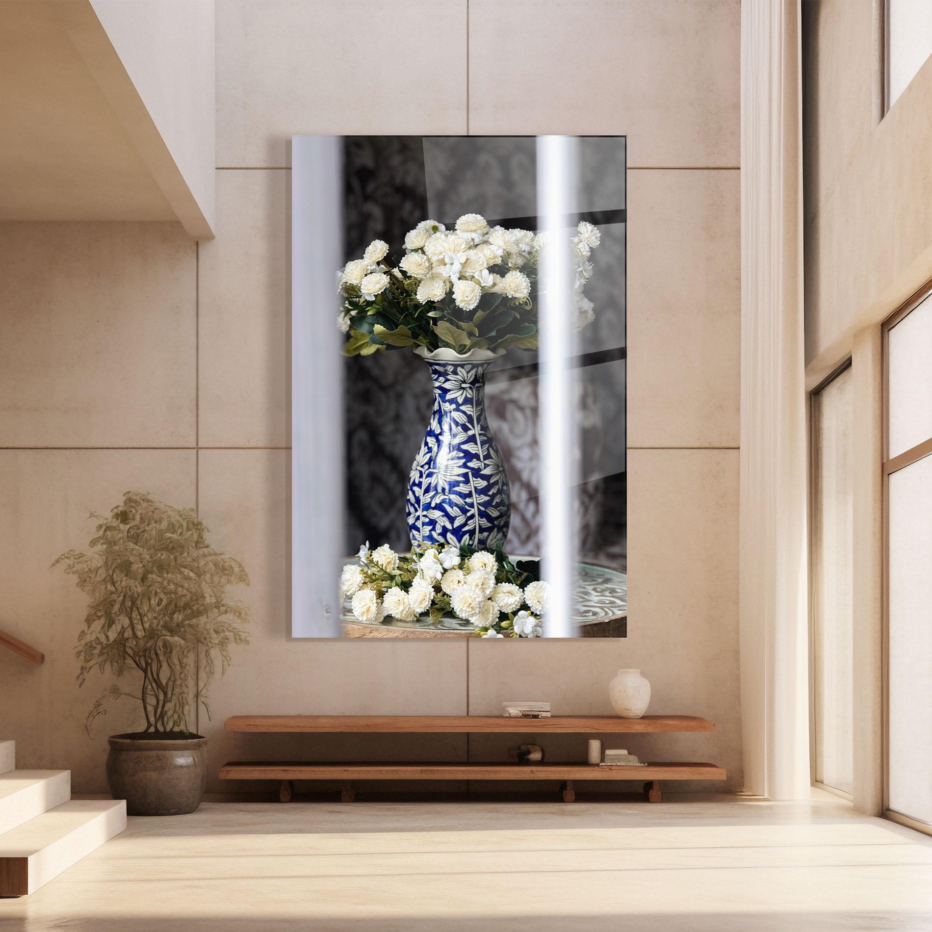 Tablou Sticla Blue Patern Vase mockup 8