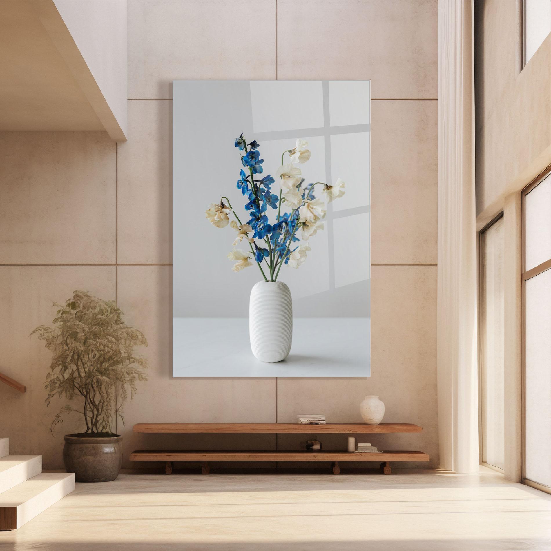 Tablou Sticla Blue White Vase mockup 8