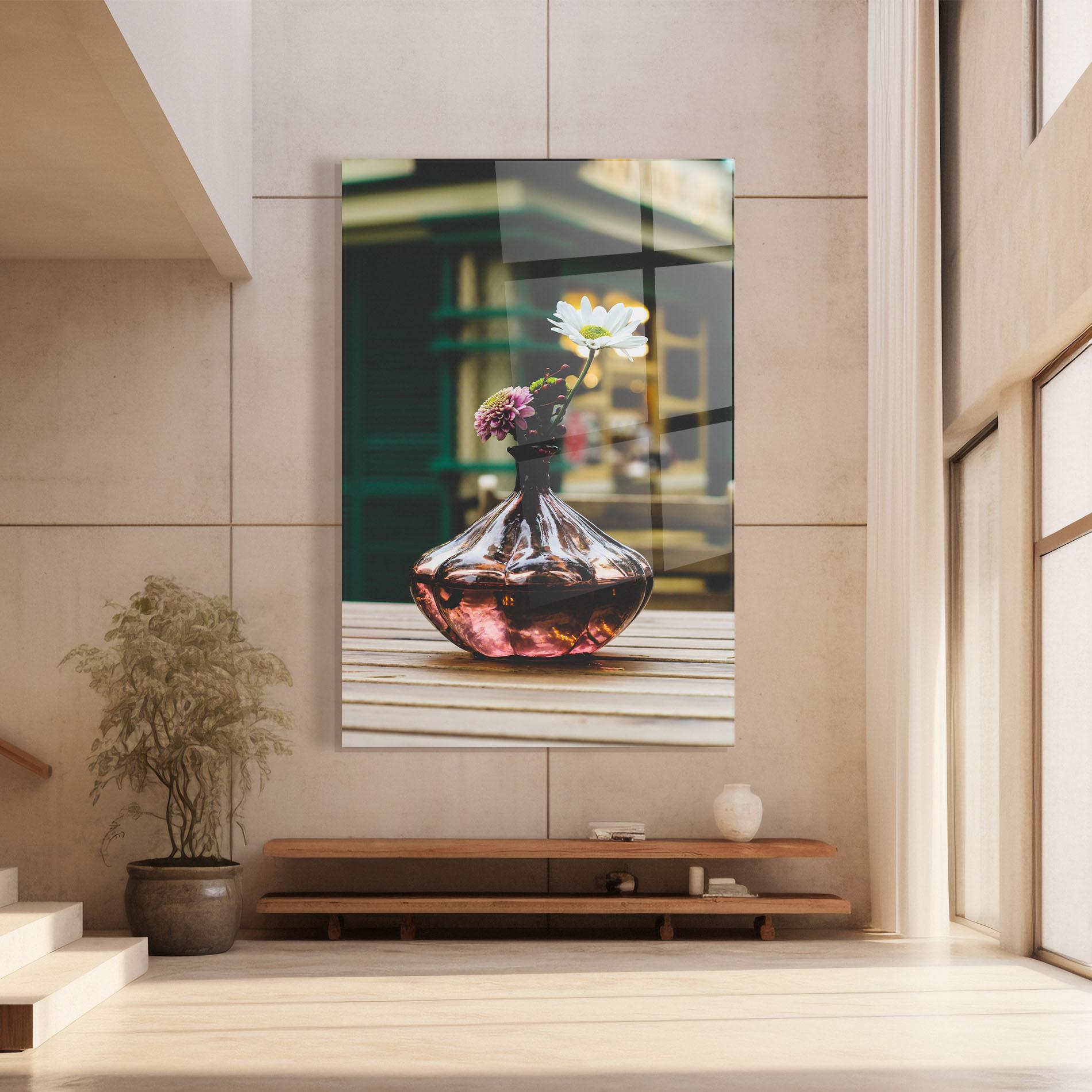 Tablou Sticla Pink Vase Flower mockup 8