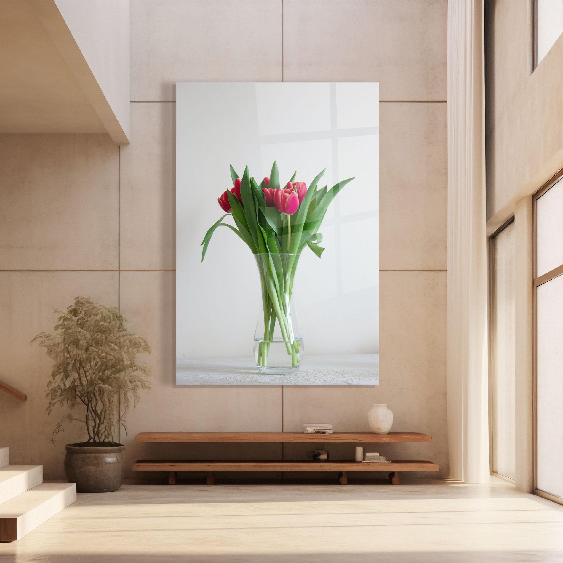 Tablou Sticla Pretty Tulips Vase mockup 8