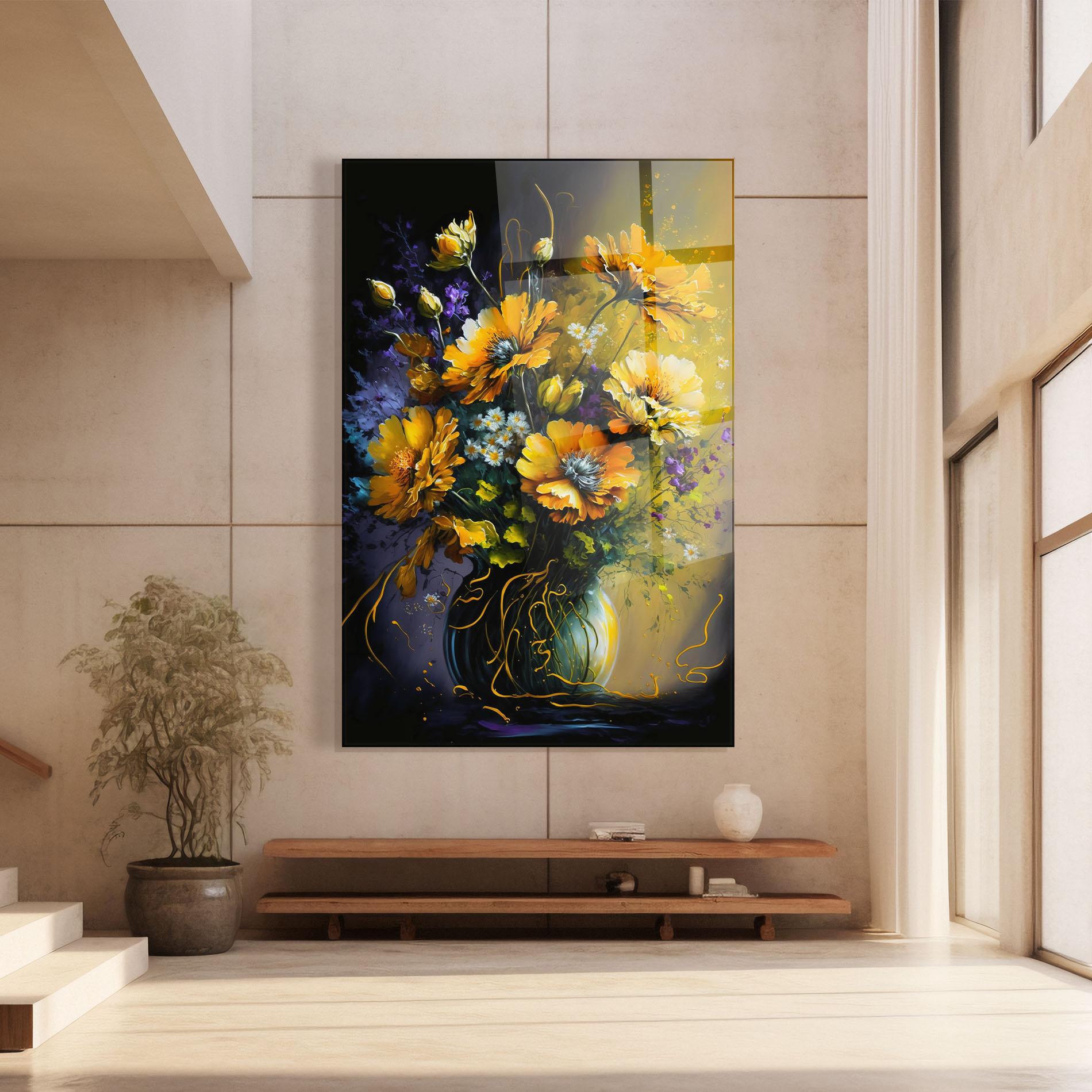 Tablou Sticla Yellow Flower Art Vase mockup 8