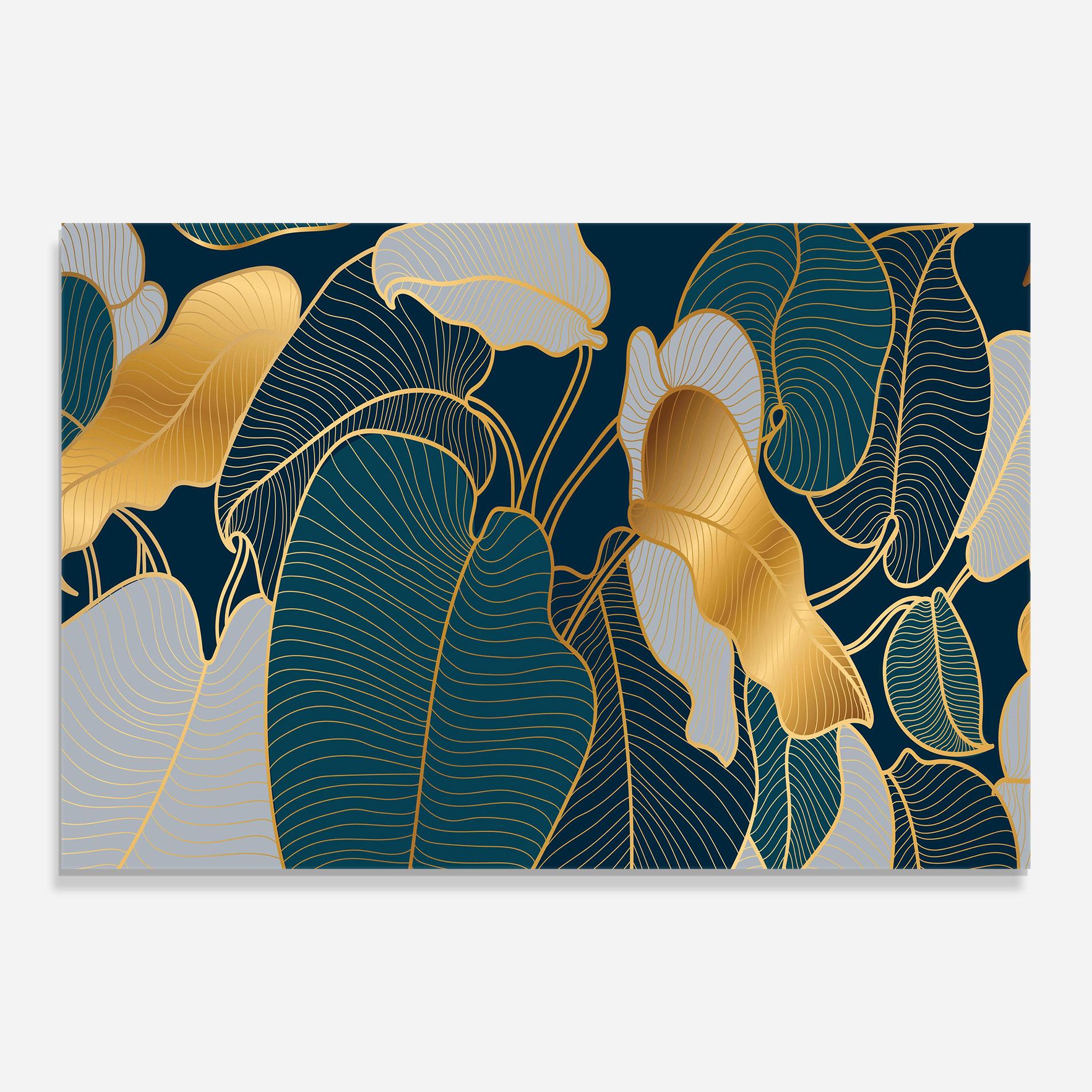Tablou Sticla Golden Leaves mockup 0