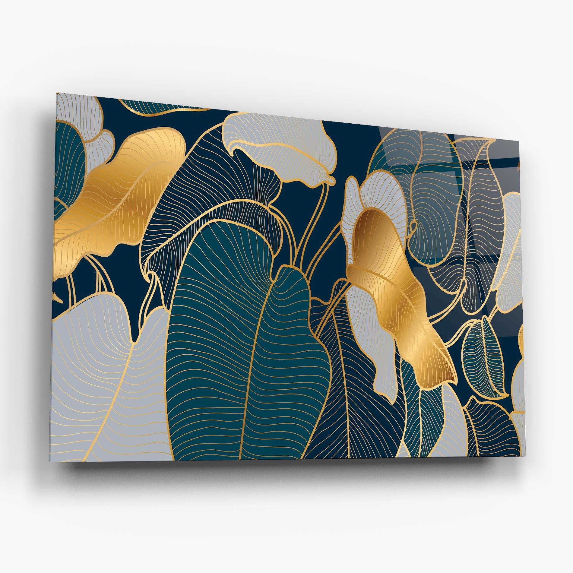 Tablou Sticla Golden Leaves mockup 6