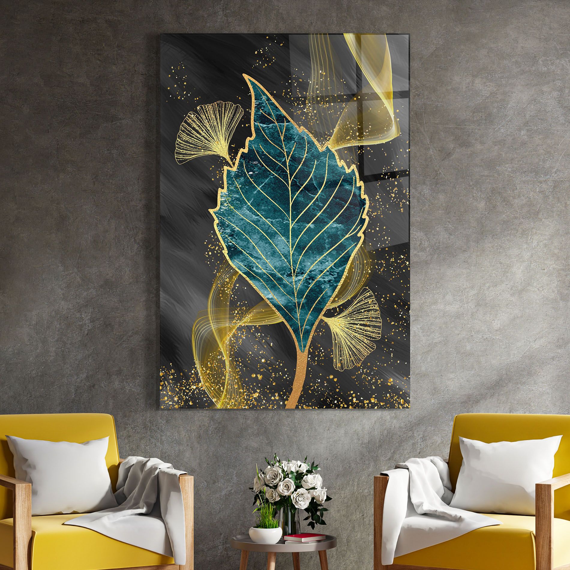 Golden Leaves Blue mockup 4