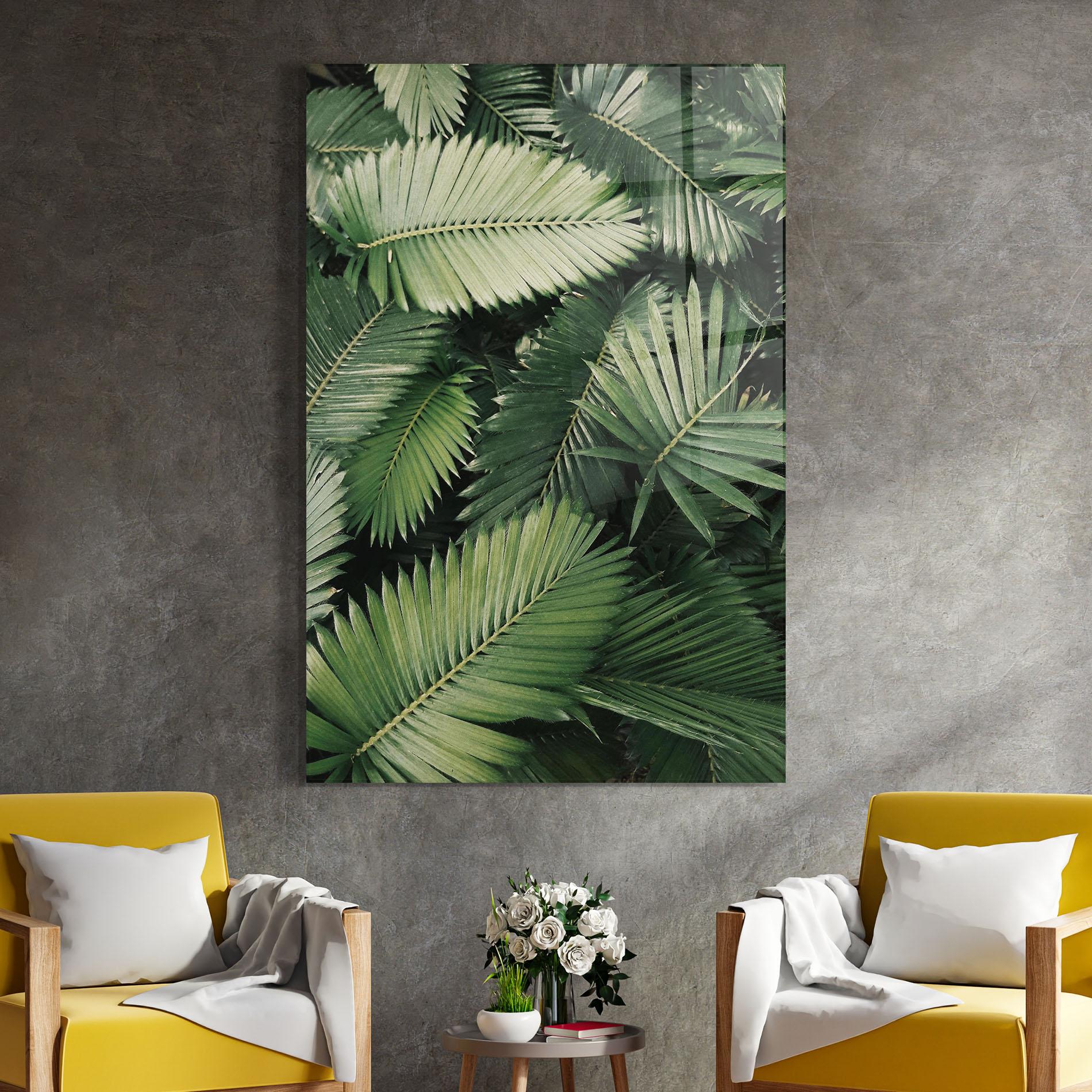 Tablou Sticla Green Leaves mockup 4