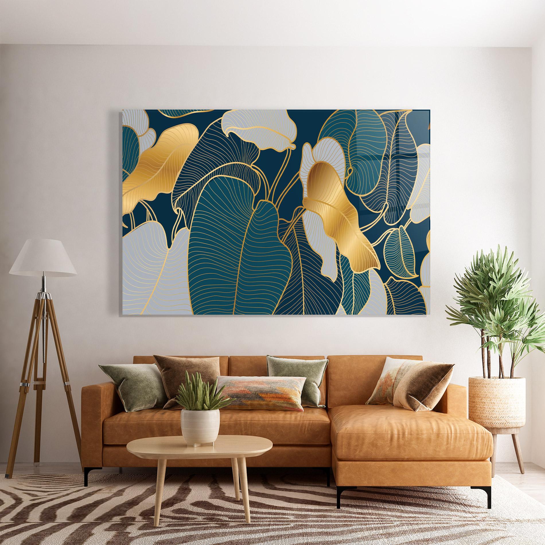 Tablou Sticla Golden Leaves mockup 7