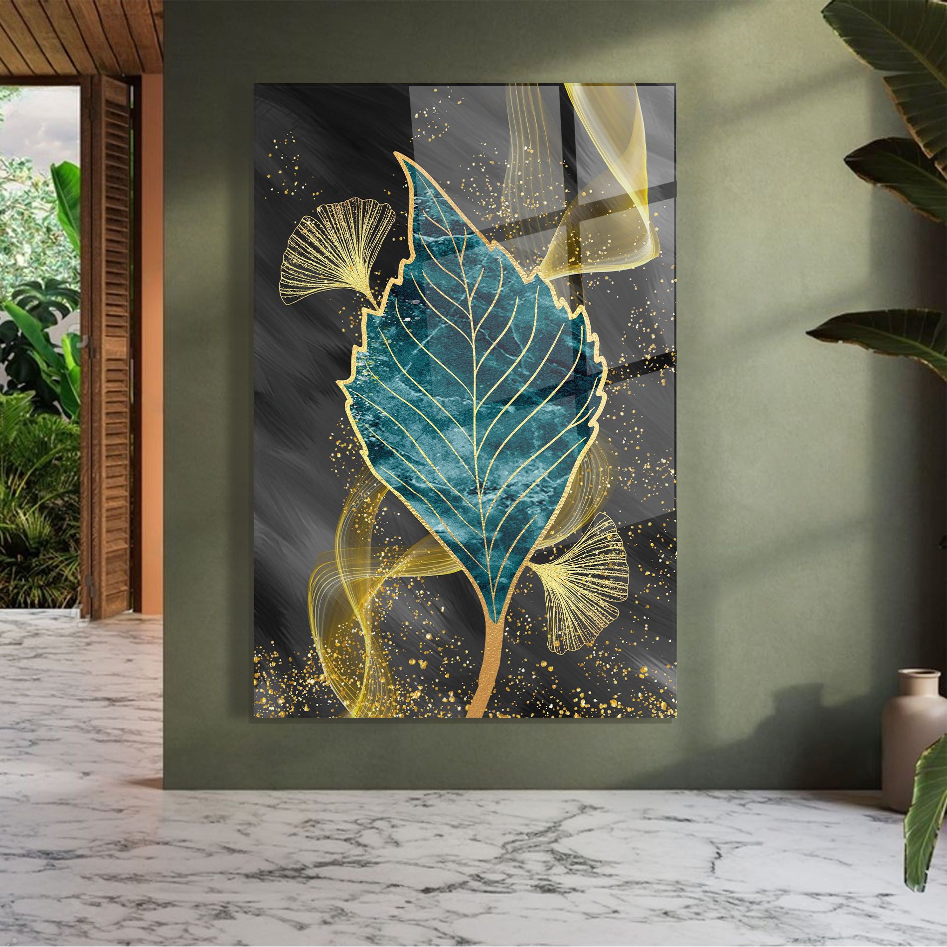 Golden Leaves Blue mockup 7