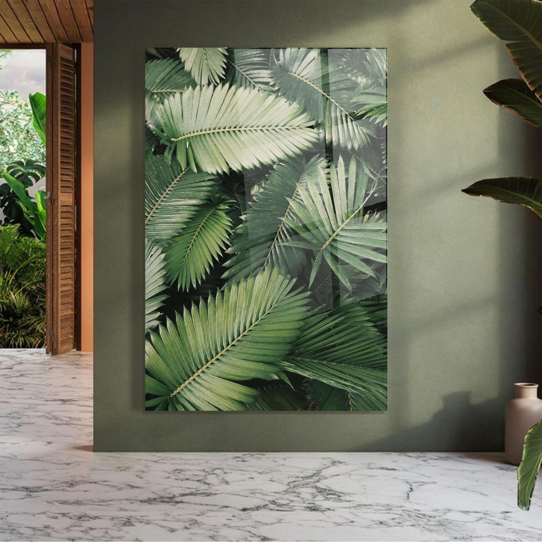 Tablou Sticla Green Leaves mockup 7