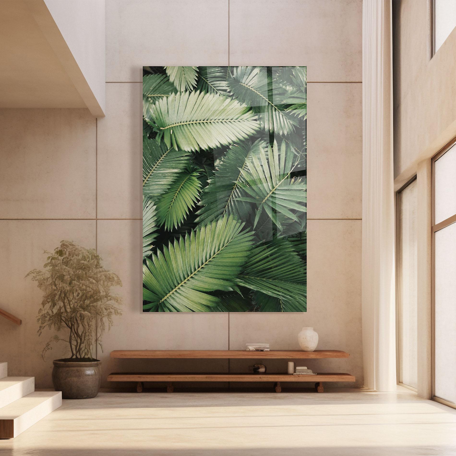 Tablou Sticla Green Leaves mockup 8