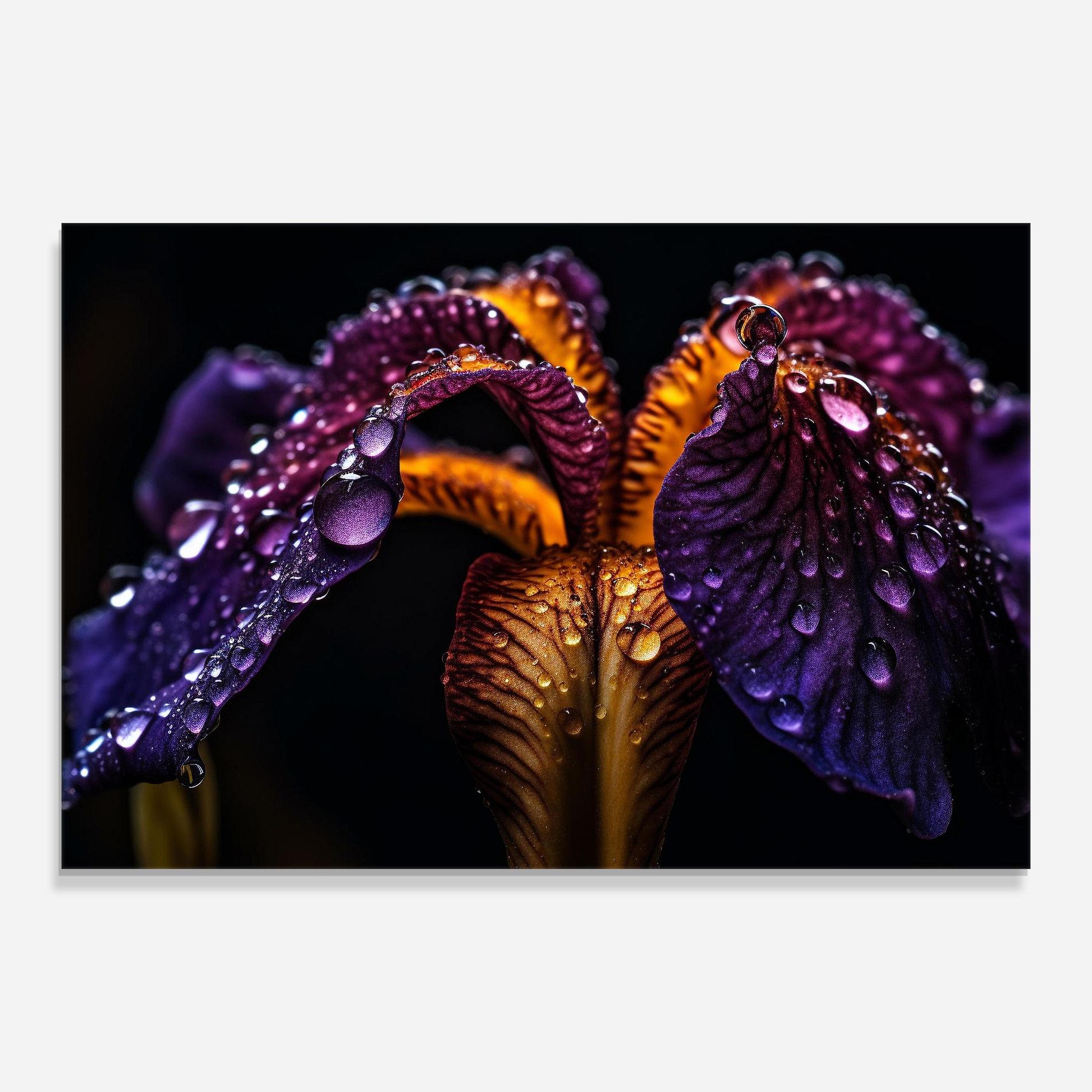 Tablou Sticla Dark Iris After Rain mockup 0