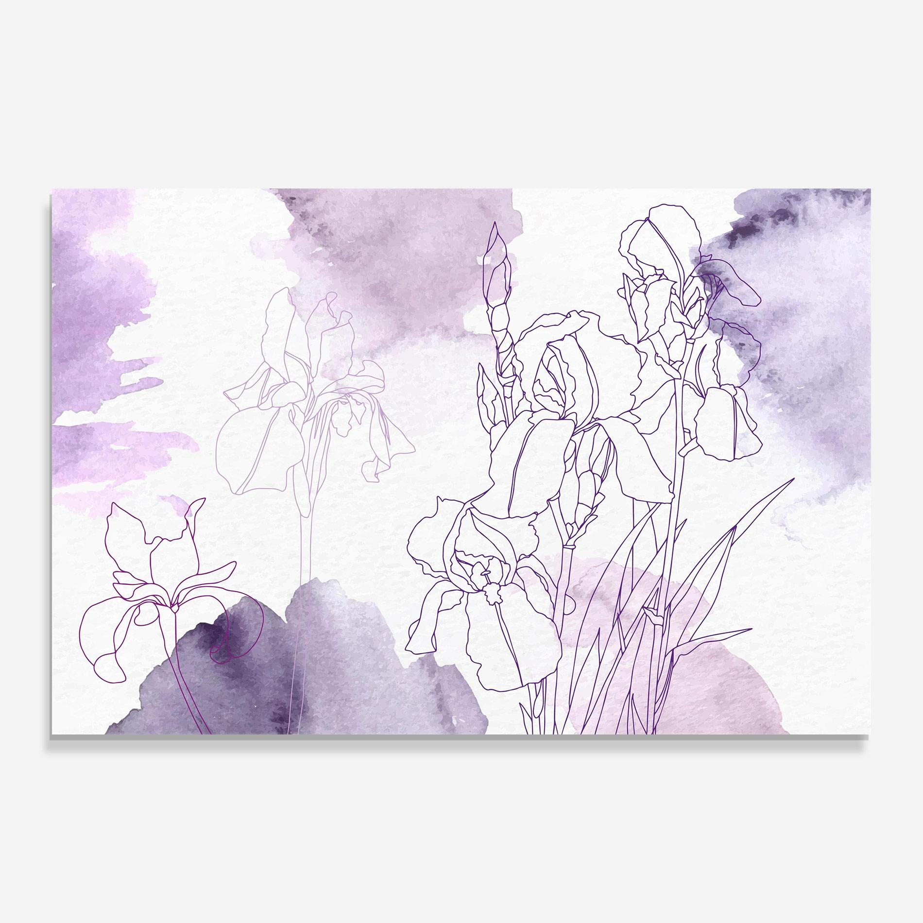 Tablou Sticla Iris Purple Watercolor mockup 0