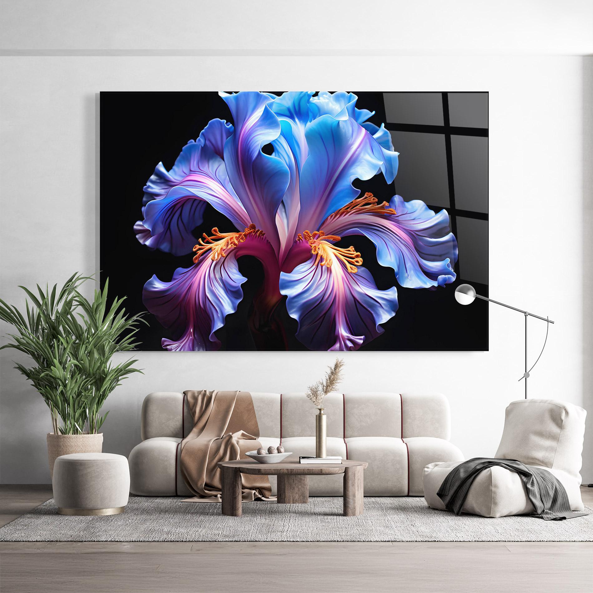 Tablou Sticla Beautiful Iris On Black mockup 9