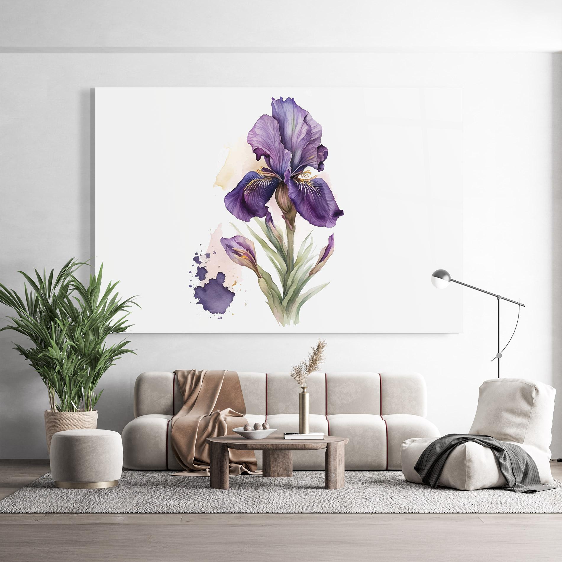 Tablou Sticla Beautiful Purple Iris mockup 9