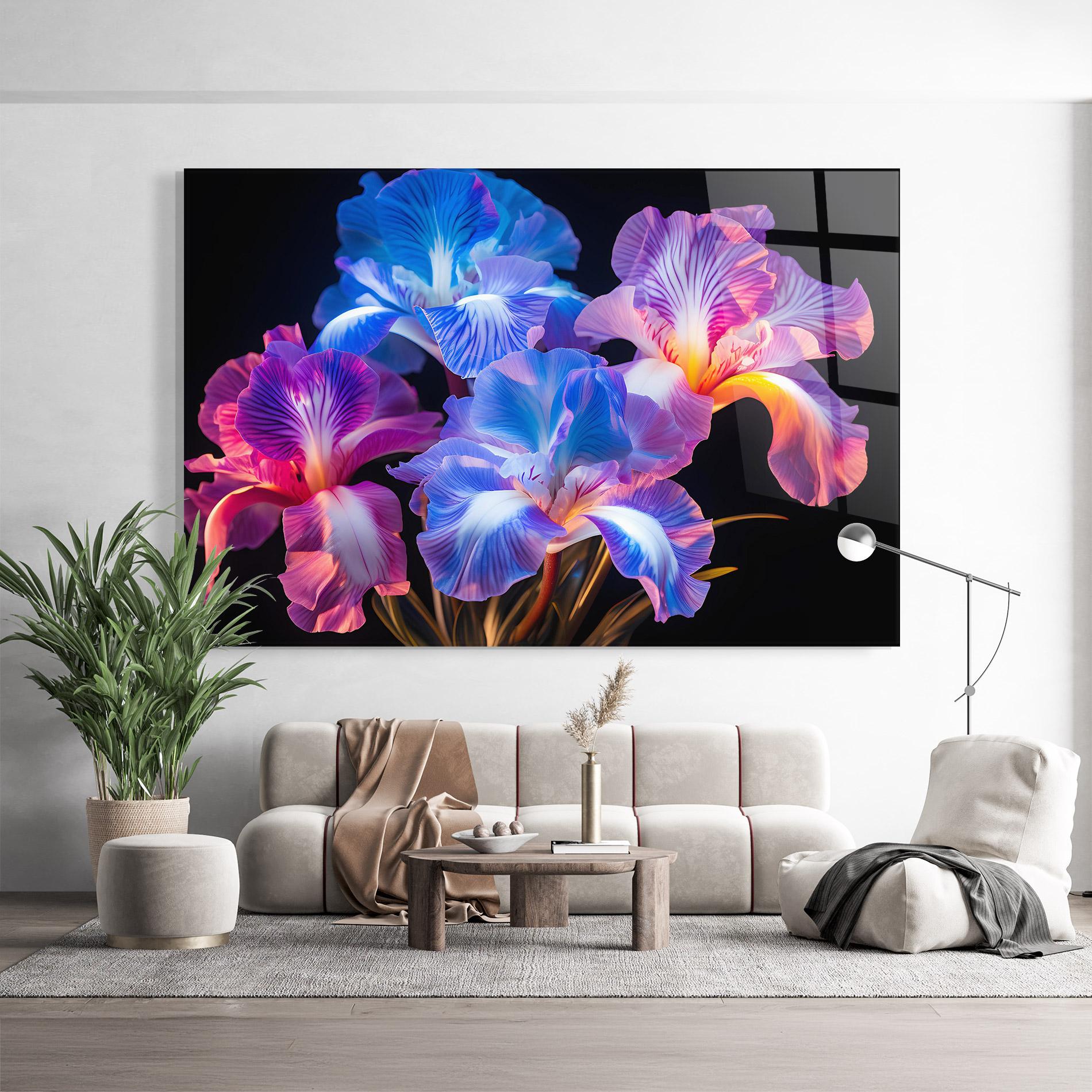 Tablou Sticla Blue Light Iris mockup 9