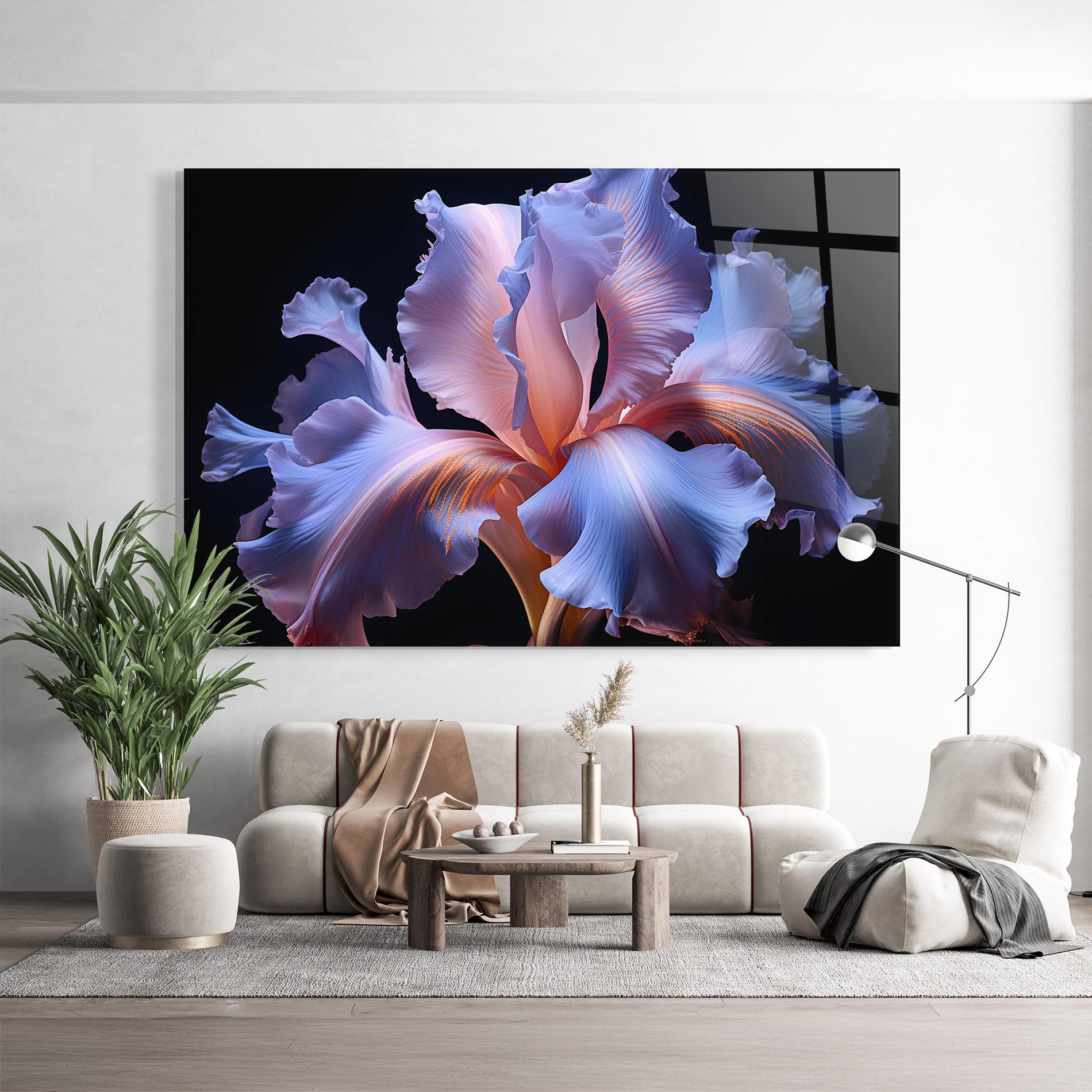 Tablou Sticla Elegant Iris On Black mockup 9