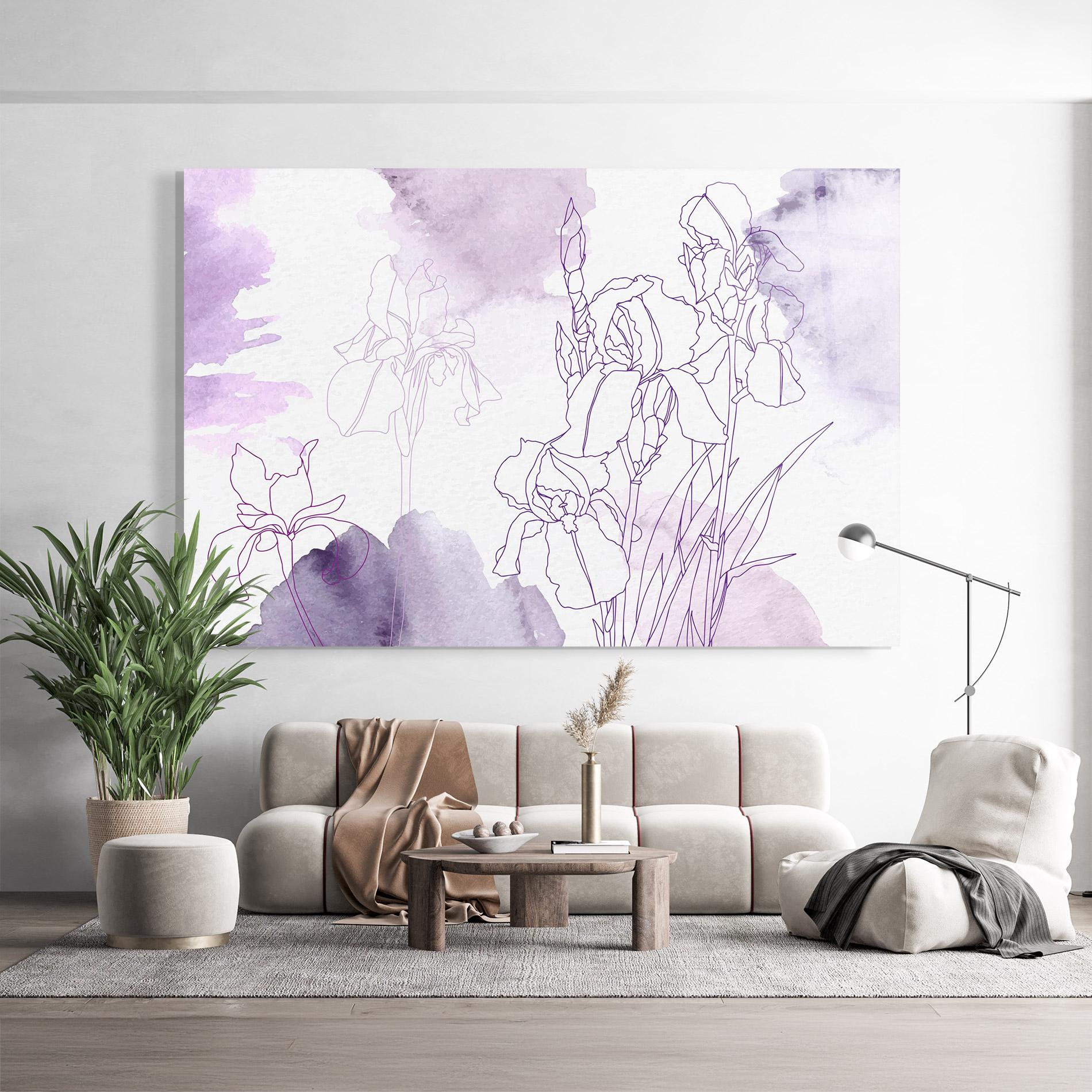 Tablou Sticla Iris Purple Watercolor mockup 9