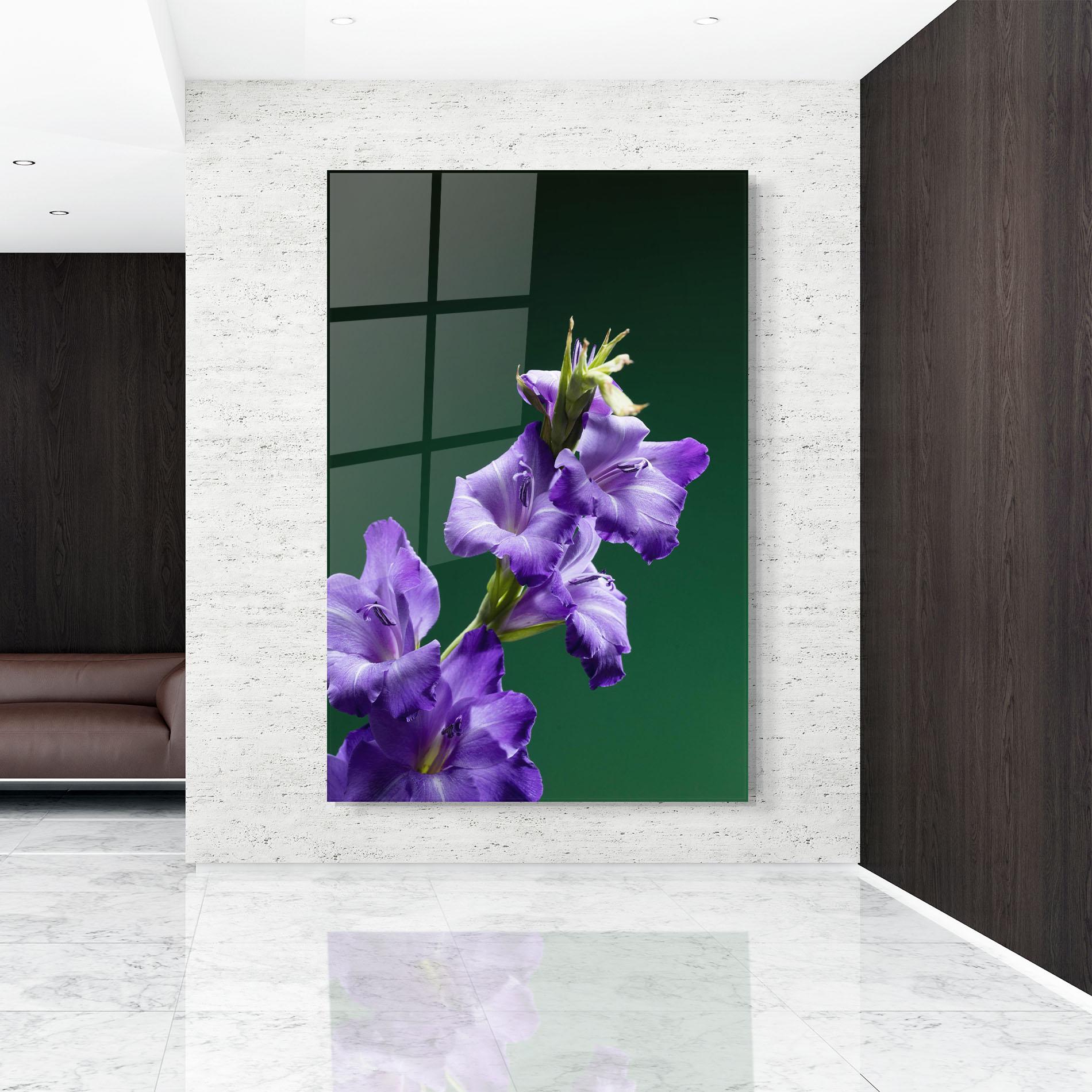 Tablou Sticla Iris On Green mockup 9