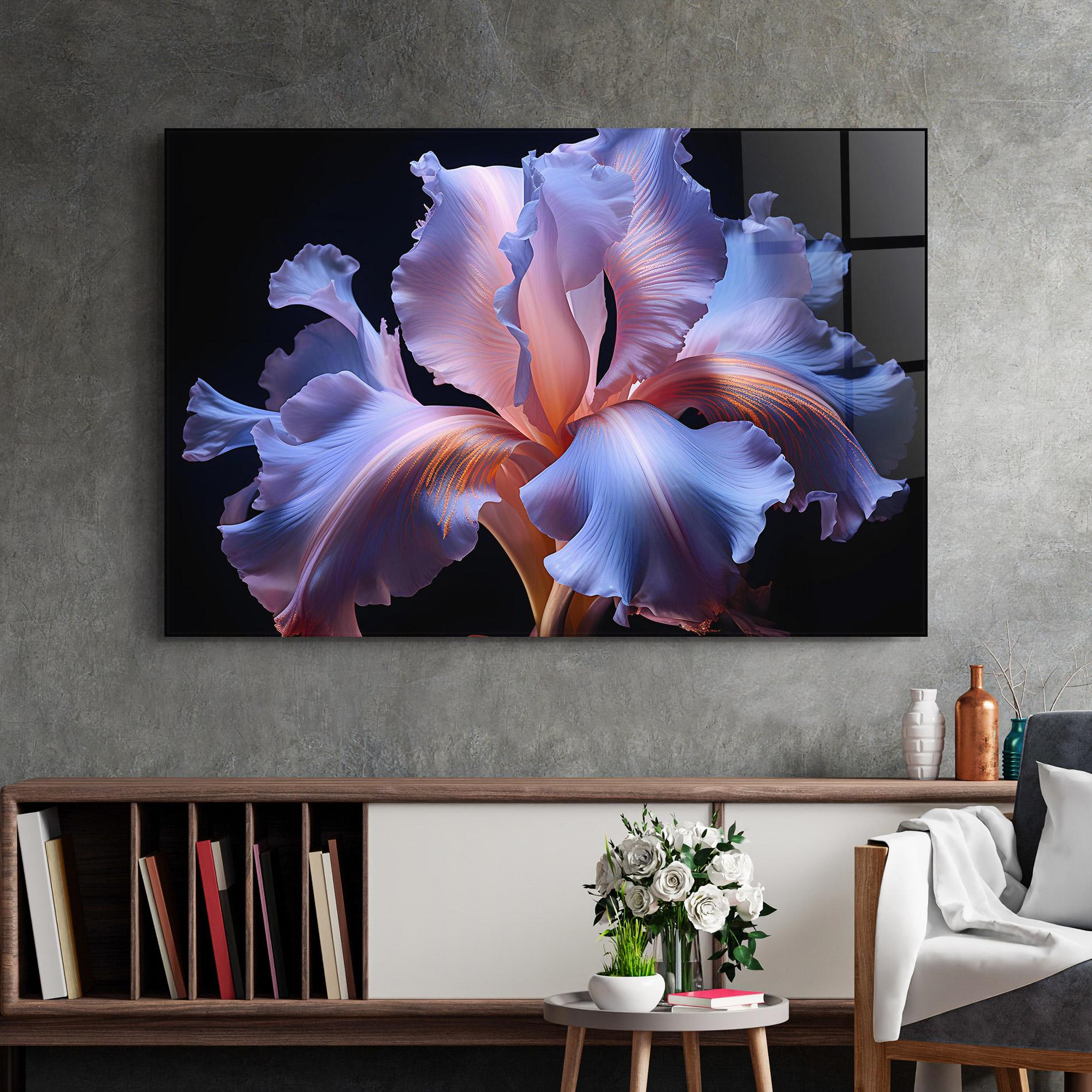 Tablou Sticla Elegant Iris On Black mockup 2