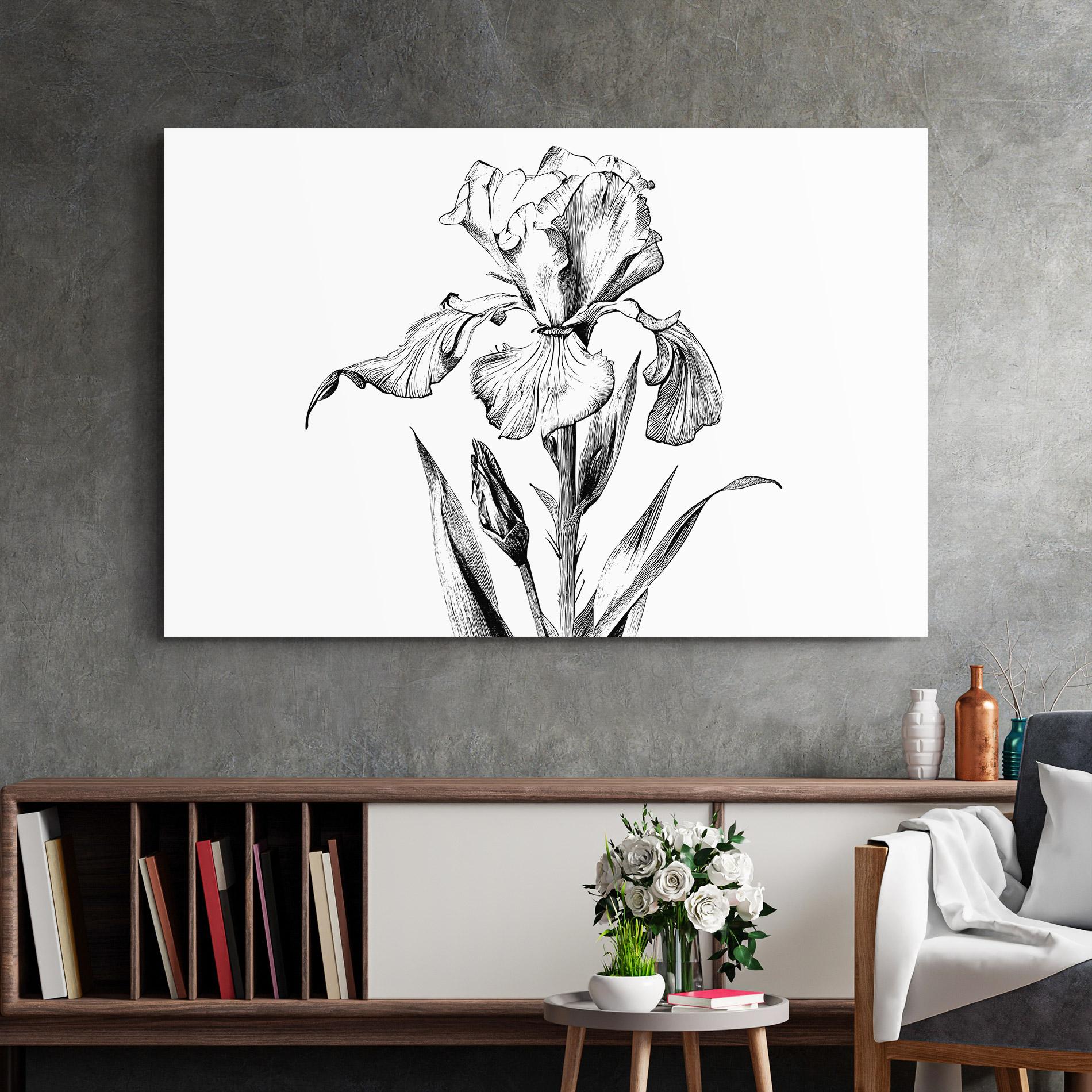 Tablou Sticla Iris Sketch mockup 2