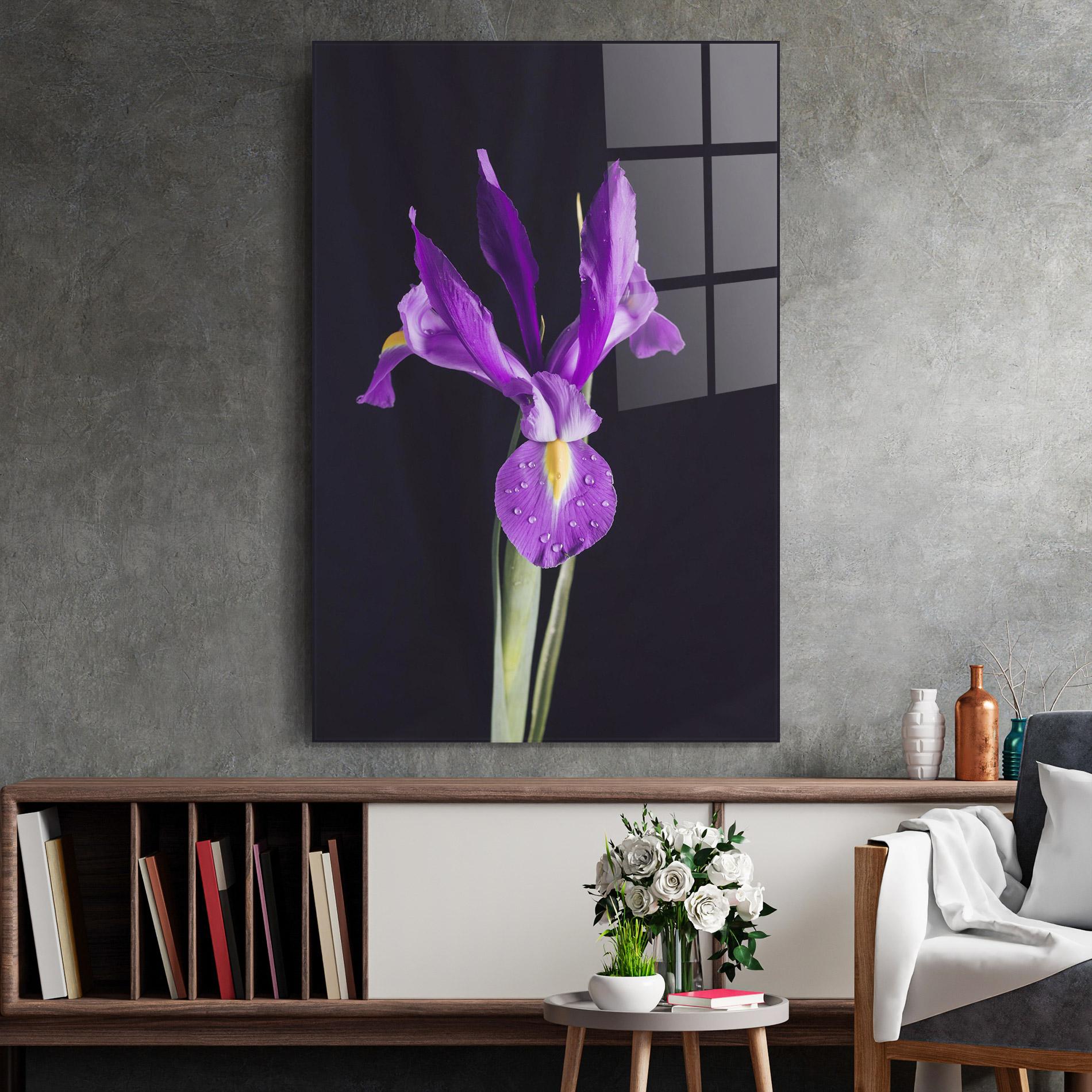 Tablou Sticla Fresh Purple Iris mockup 2
