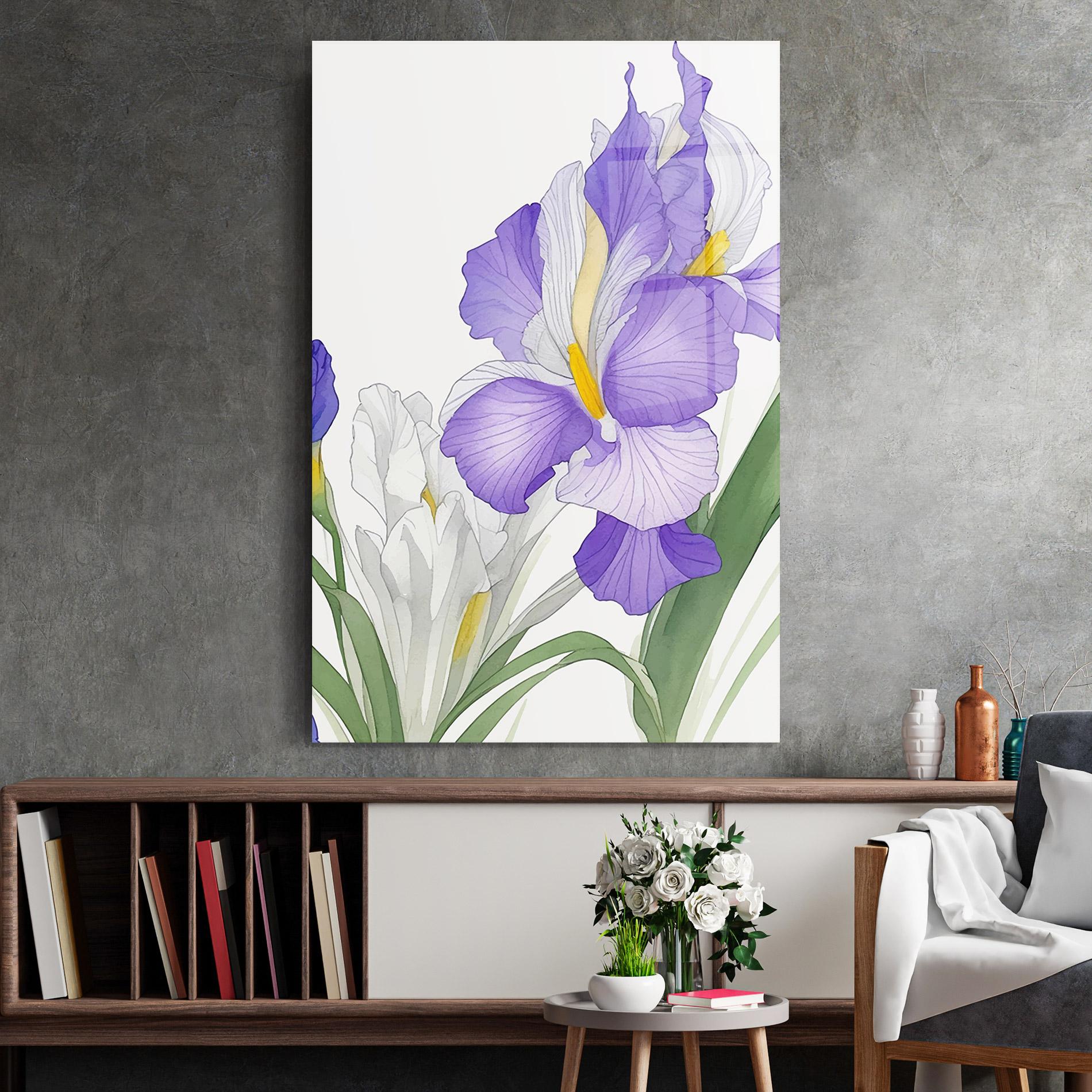 Tablou Sticla Irirs Hand Drawn mockup 2