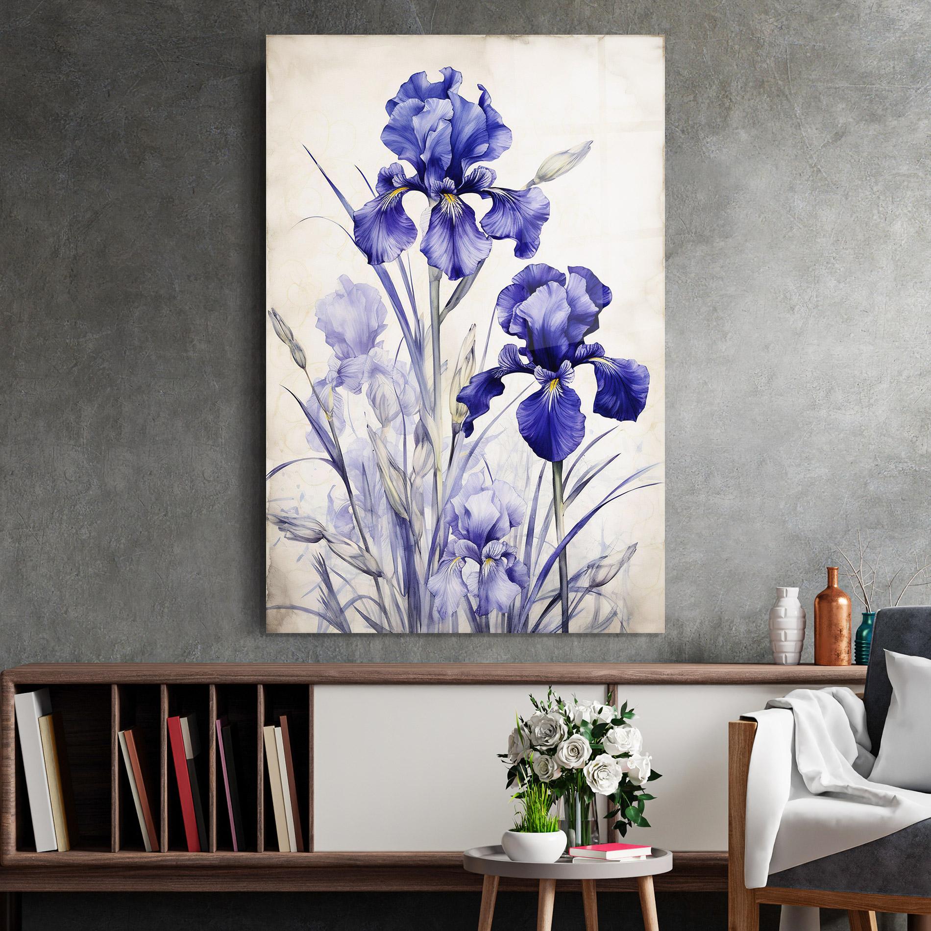 Tablou Sticla Irises Painting mockup 2