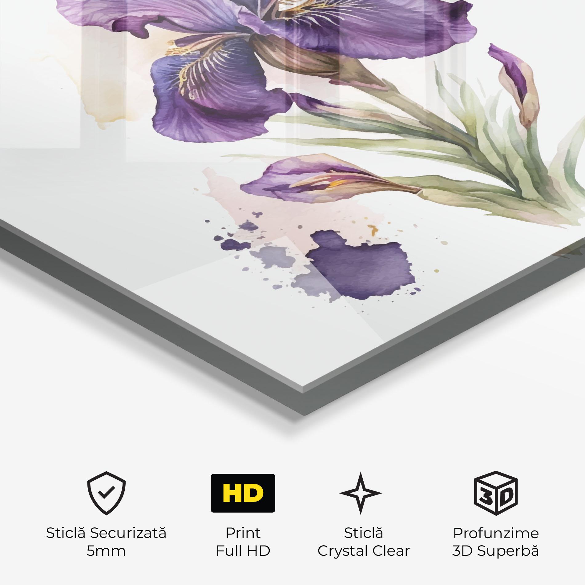 Tablou Sticla Beautiful Purple Iris mockup 3