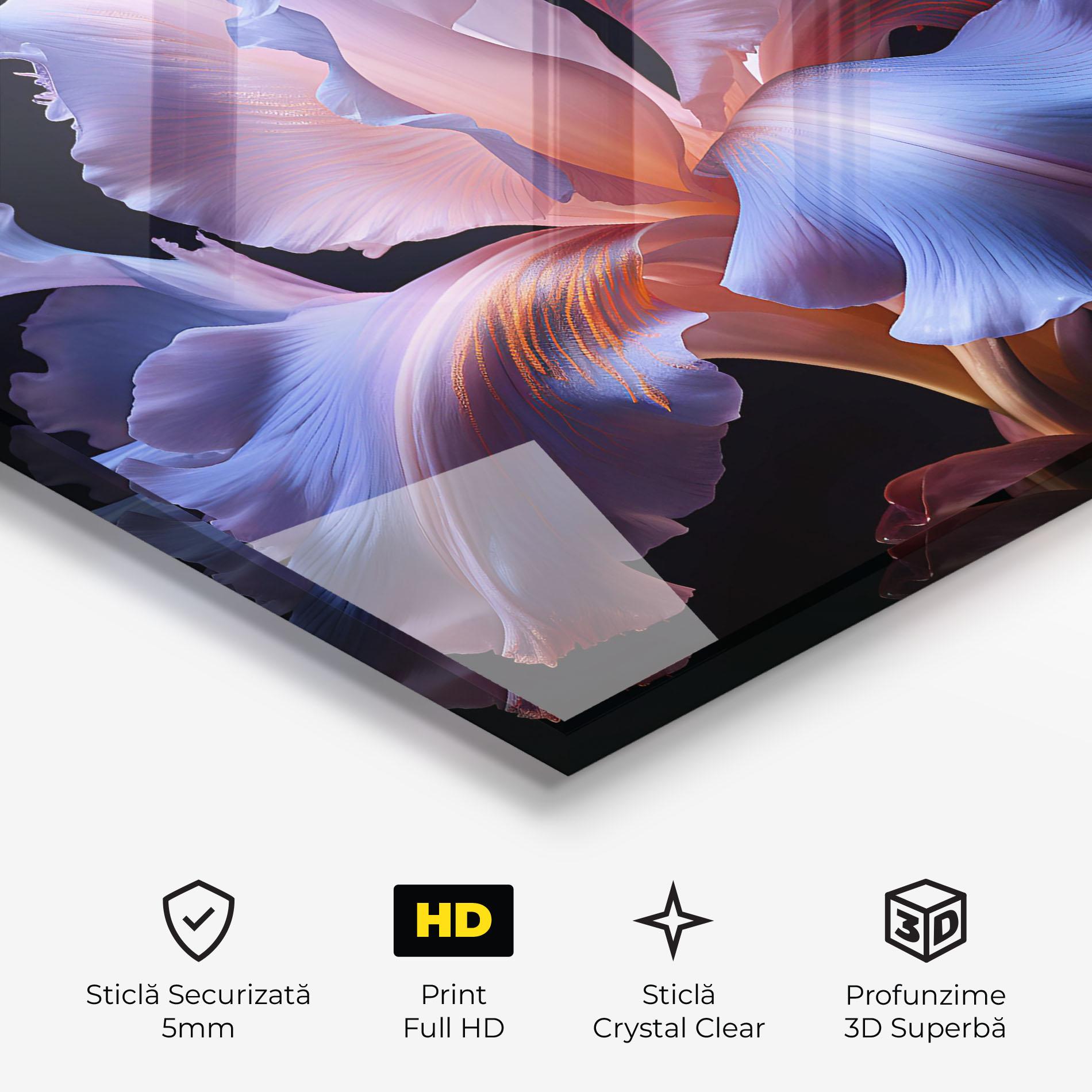 Tablou Sticla Elegant Iris On Black mockup 3