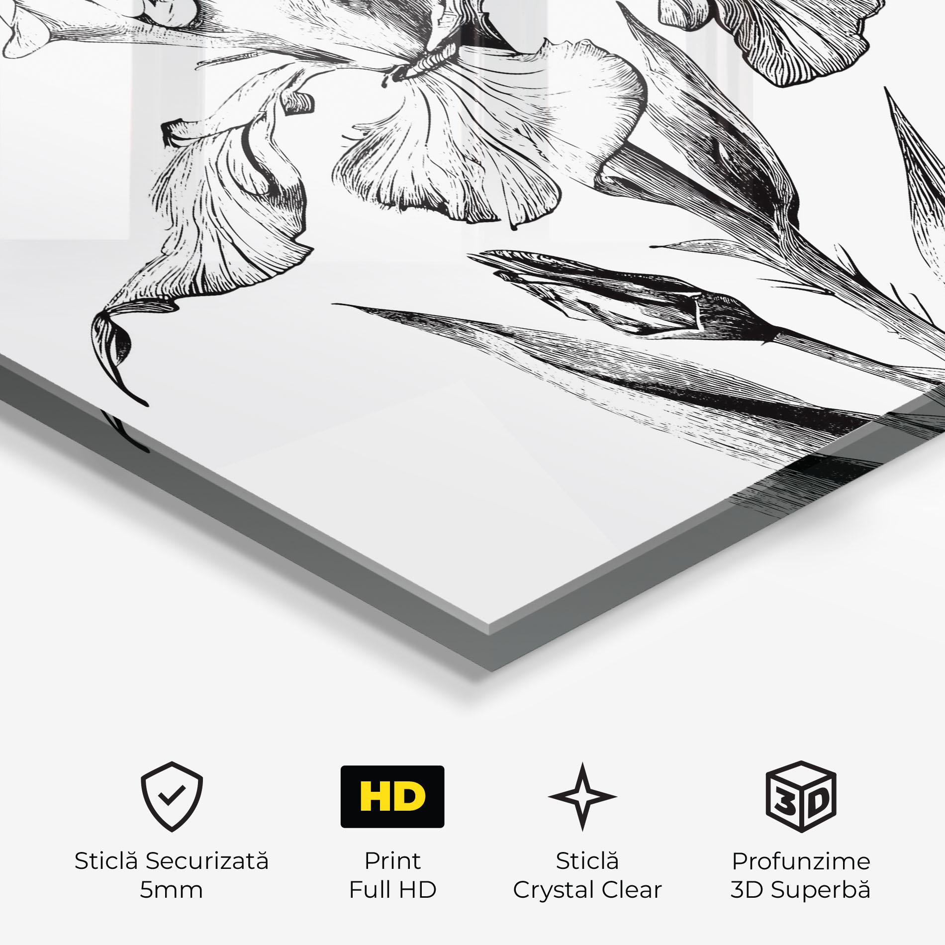 Tablou Sticla Iris Sketch mockup 3