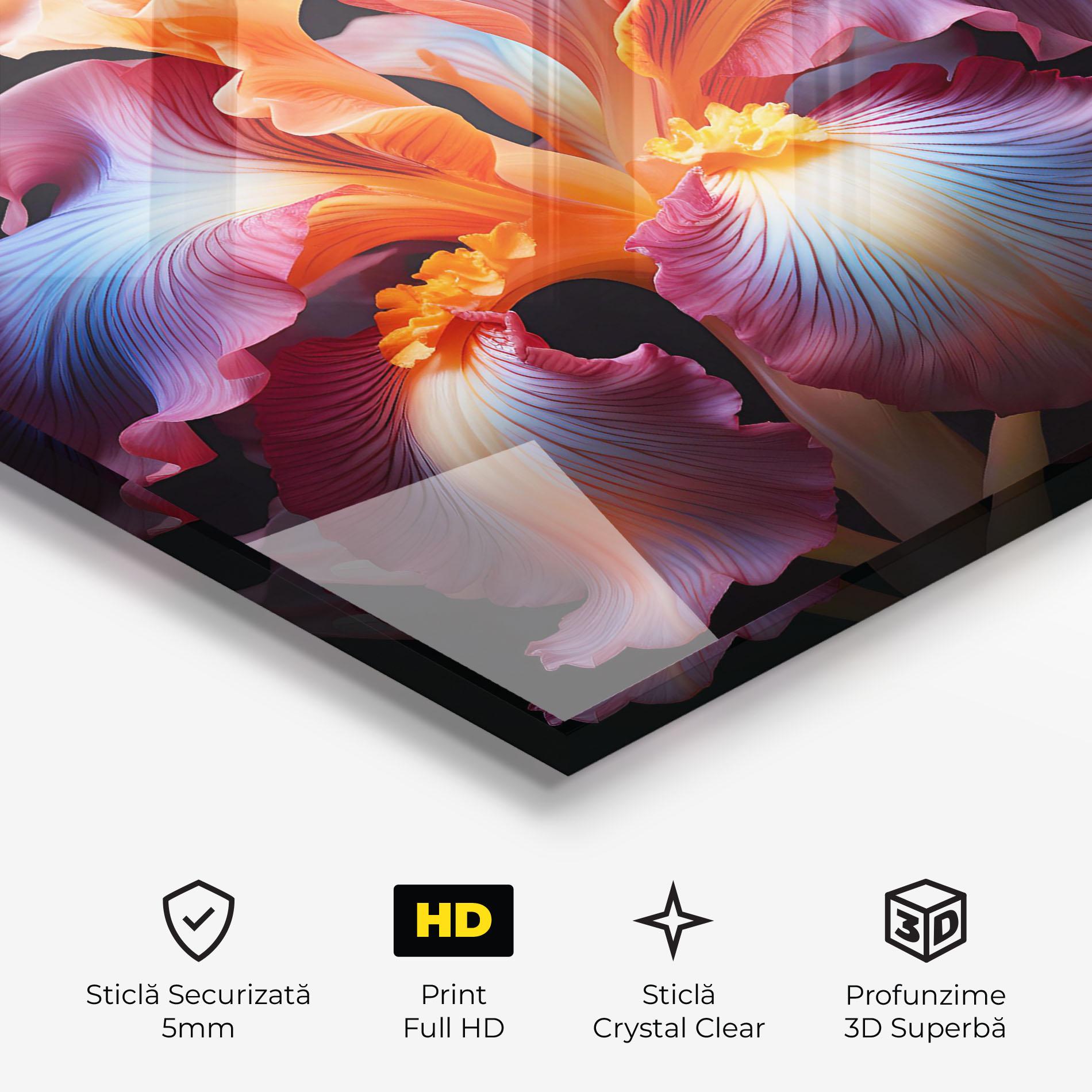 Tablou Sticla Purple Light Iris mockup 3