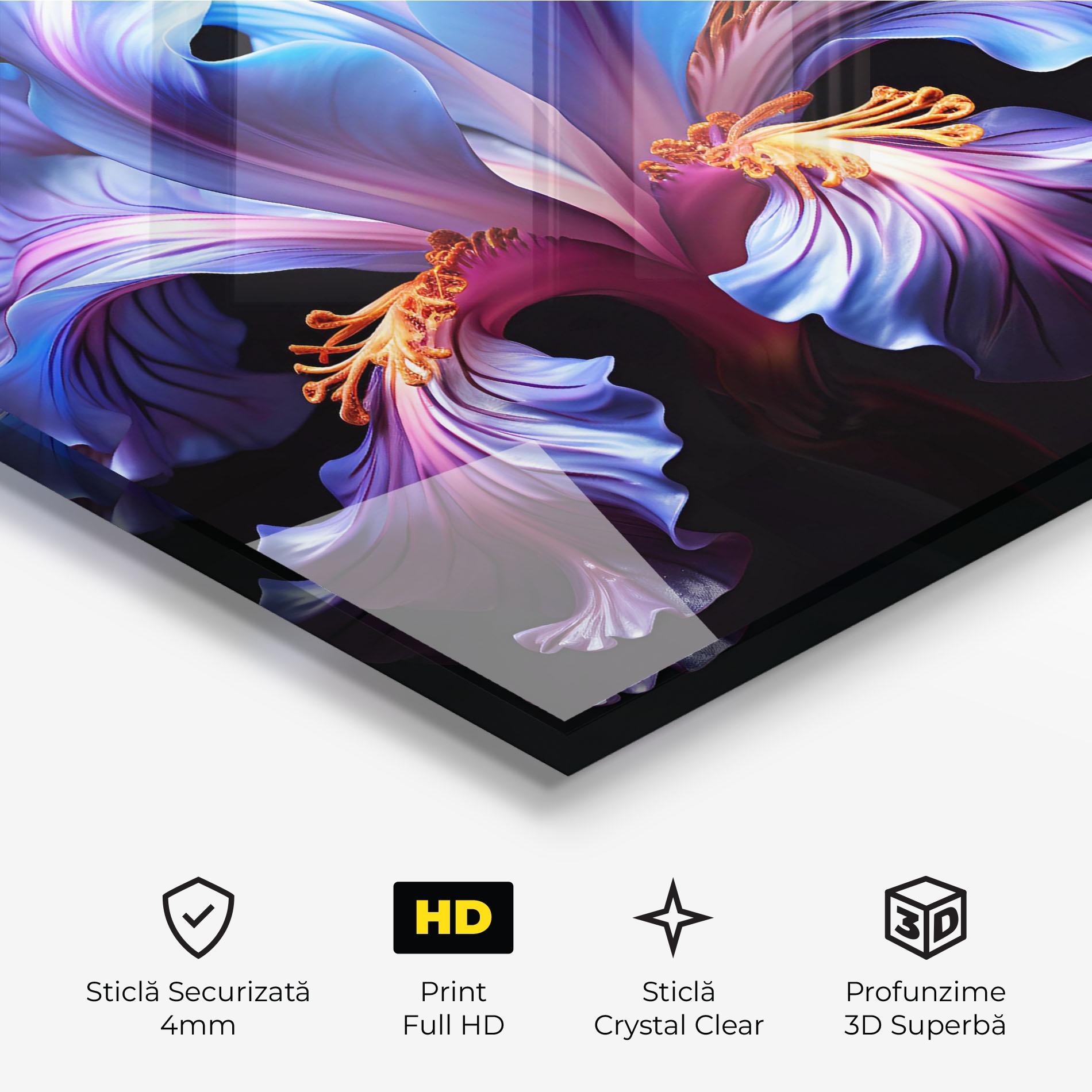 Tablou Sticla Beautiful Iris On Black mockup 3