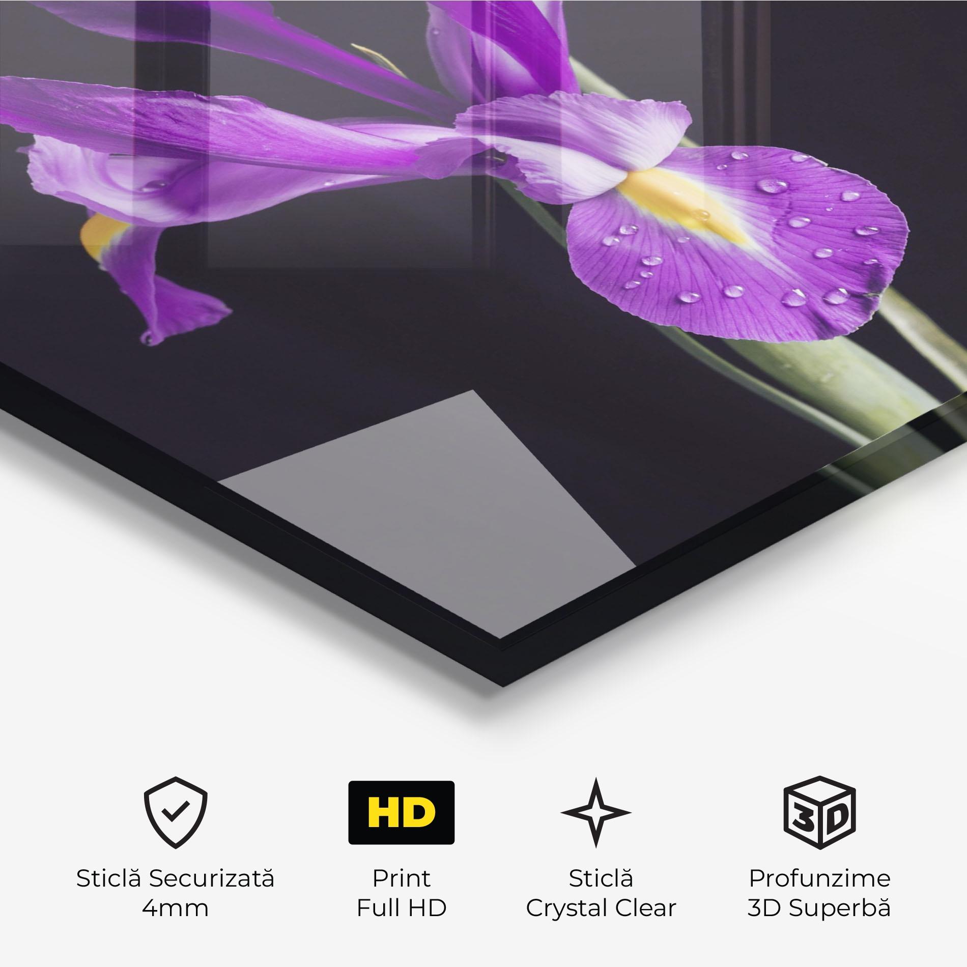 Tablou Sticla Fresh Purple Iris mockup 3