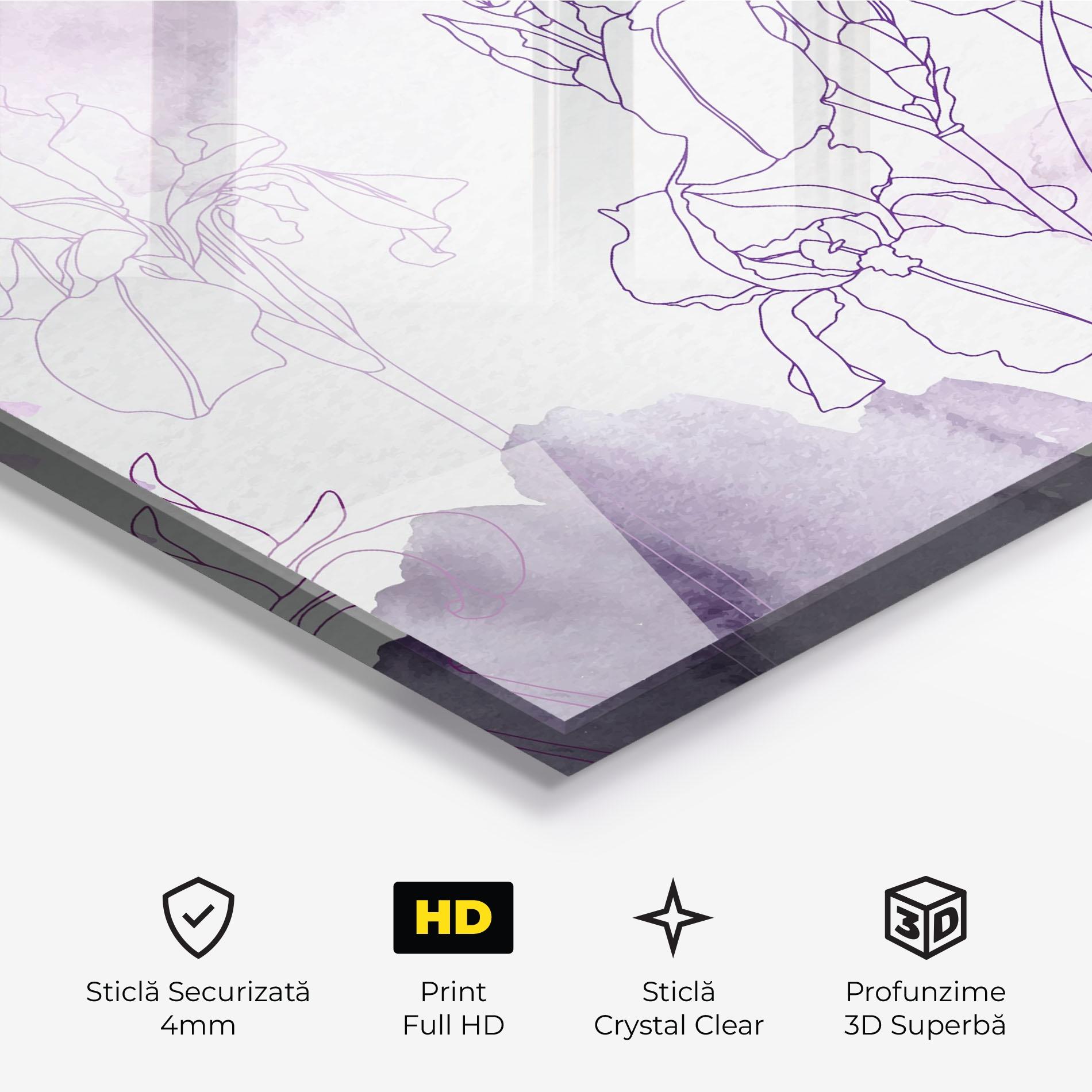Tablou Sticla Iris Purple Watercolor mockup 3