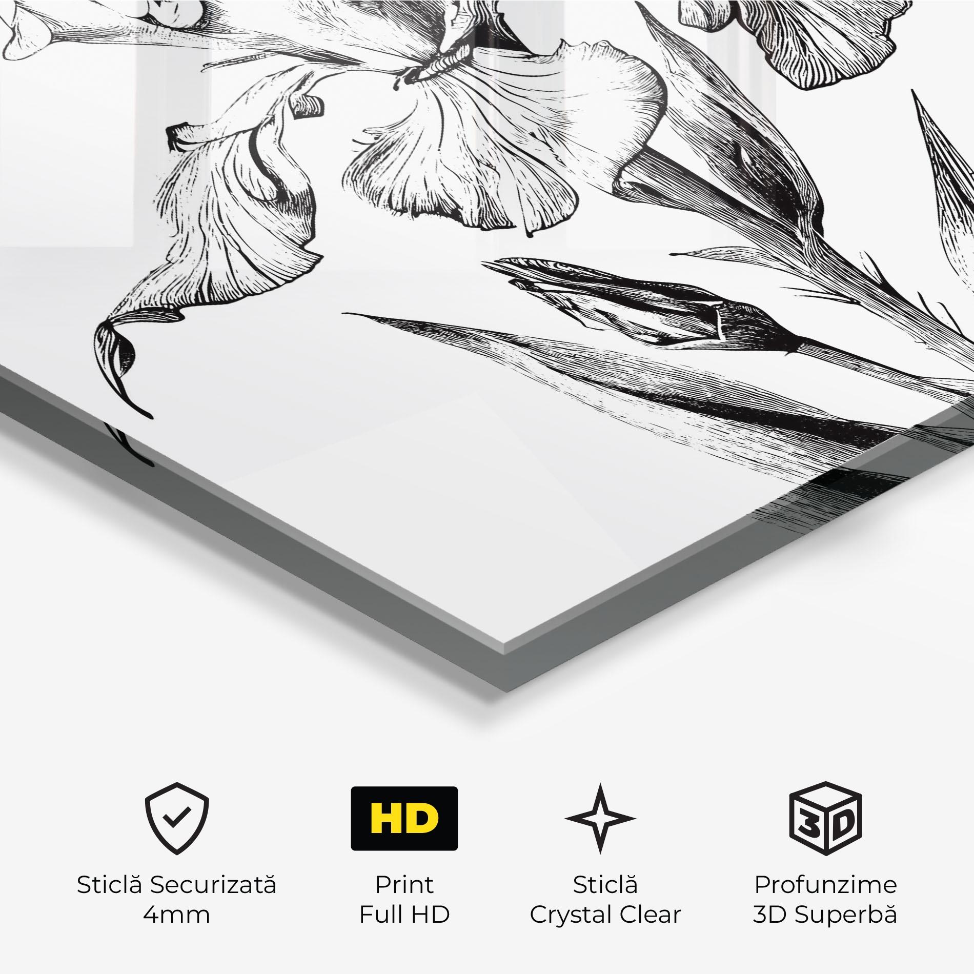 Tablou Sticla Iris Sketch mockup 3